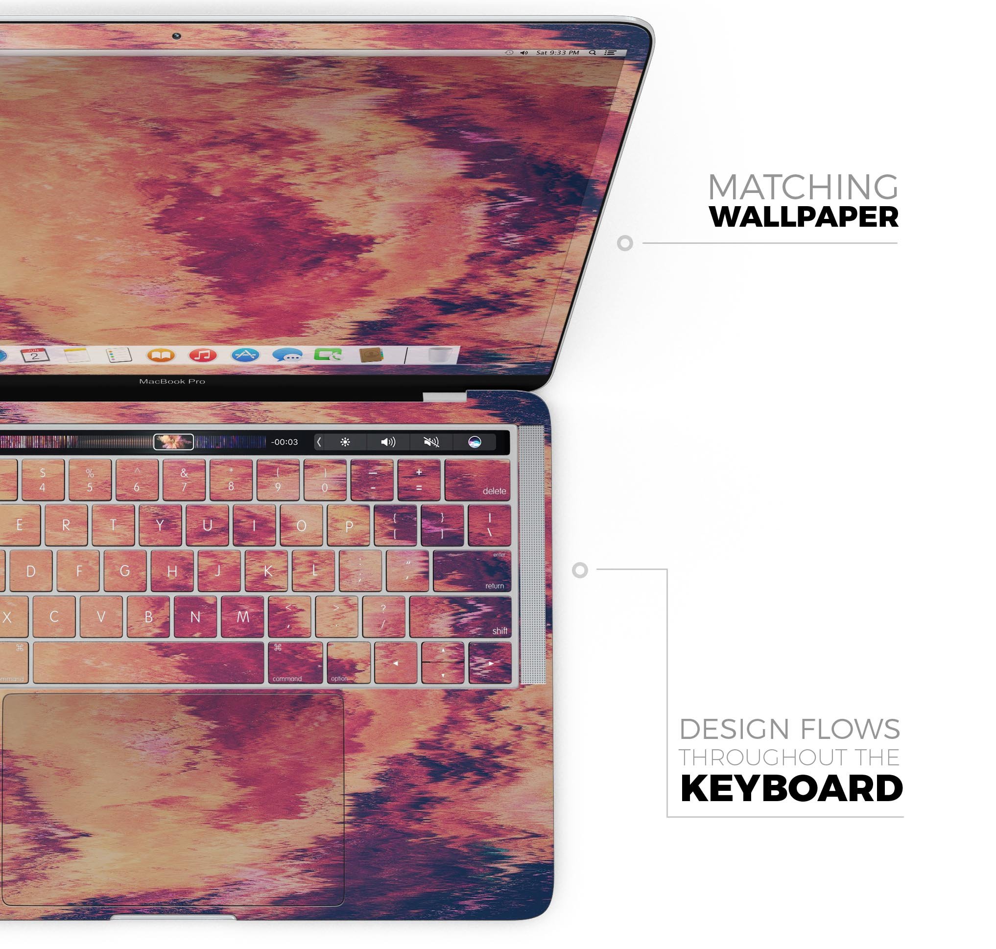 Liquid Abstract Paint Remix V82 skin decal wrap kit for MacBook, showcasing vibrant colors and a sleek design.