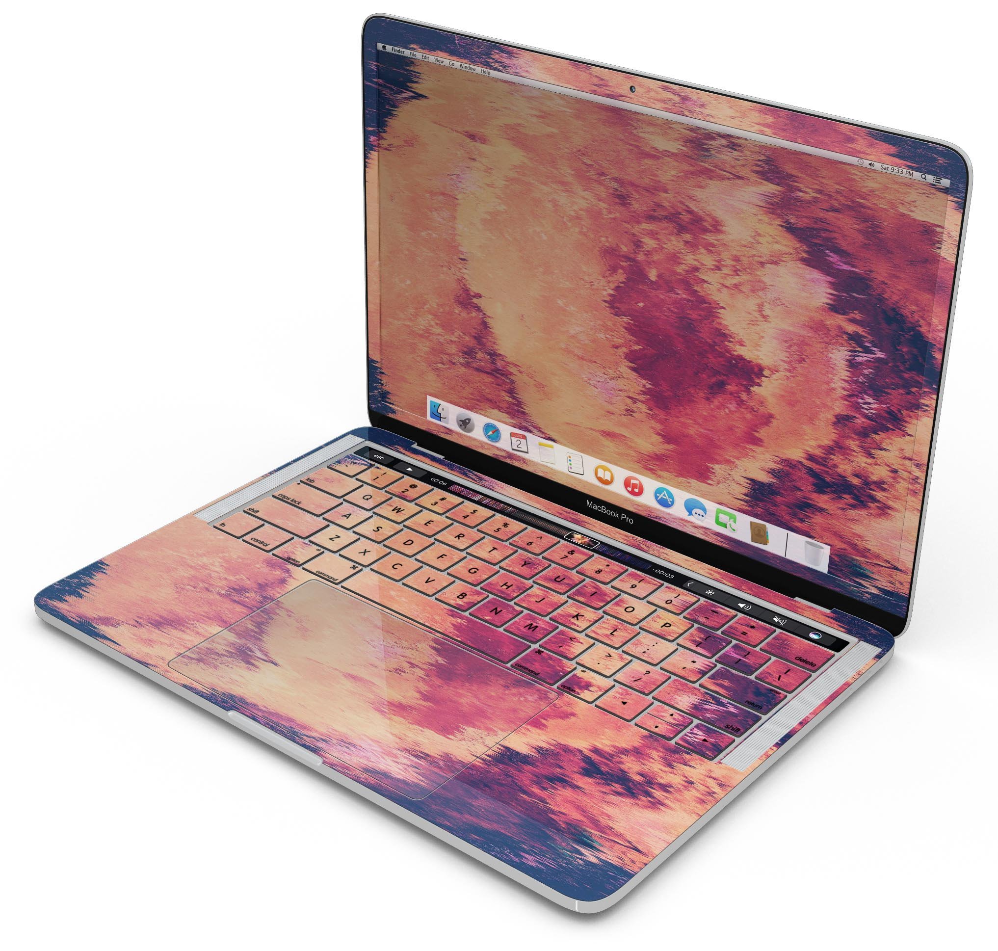 Liquid Abstract Paint Remix V82 skin decal wrap kit for MacBook, showcasing vibrant colors and a sleek design.