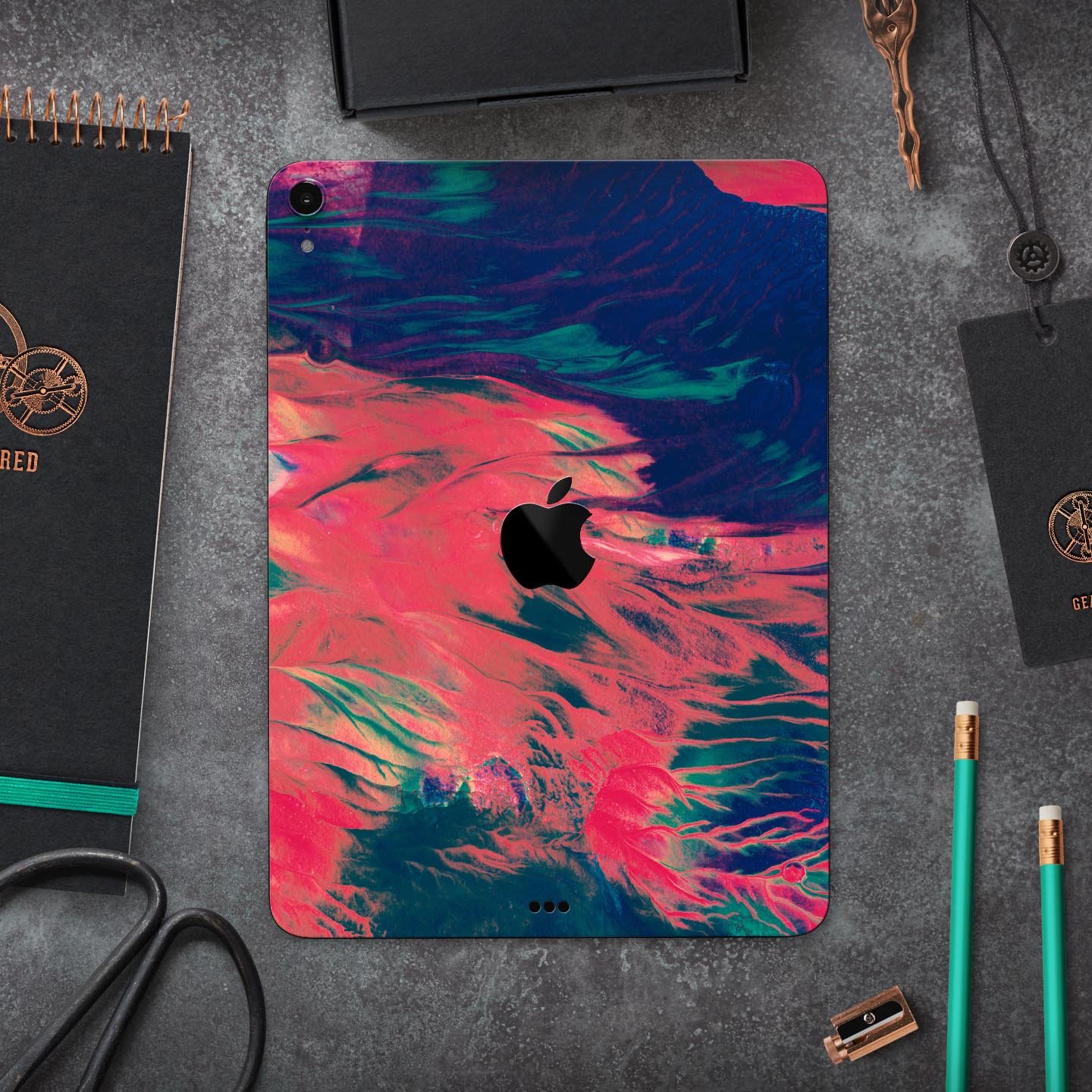 Liquid Abstract Paint Remix V83 skin decal for Apple devices, showcasing vibrant abstract design and premium 3M material.