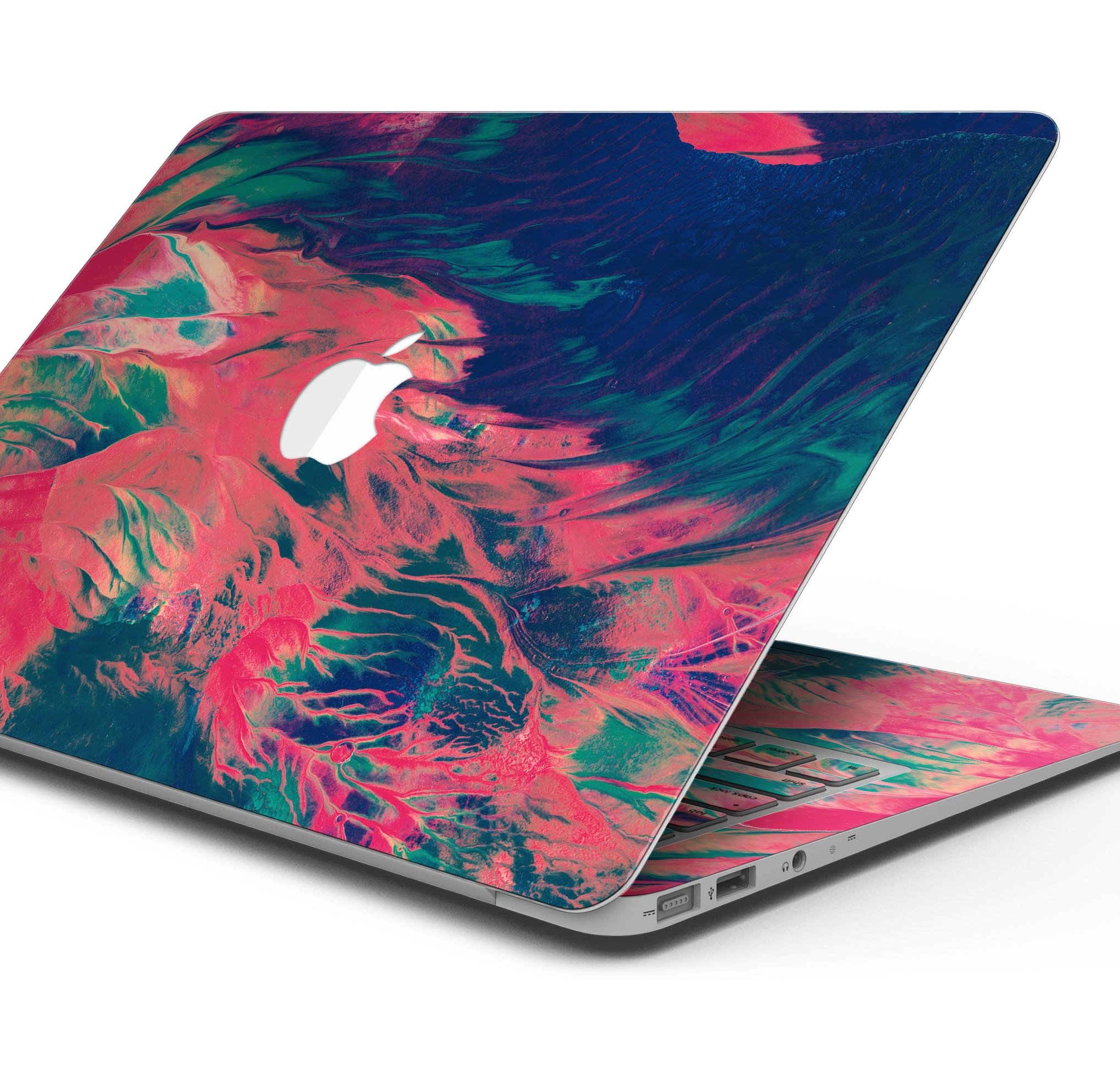 Liquid Abstract Paint Remix V83 skin decal wrap kit for MacBook, showcasing vibrant colors and a sleek design.