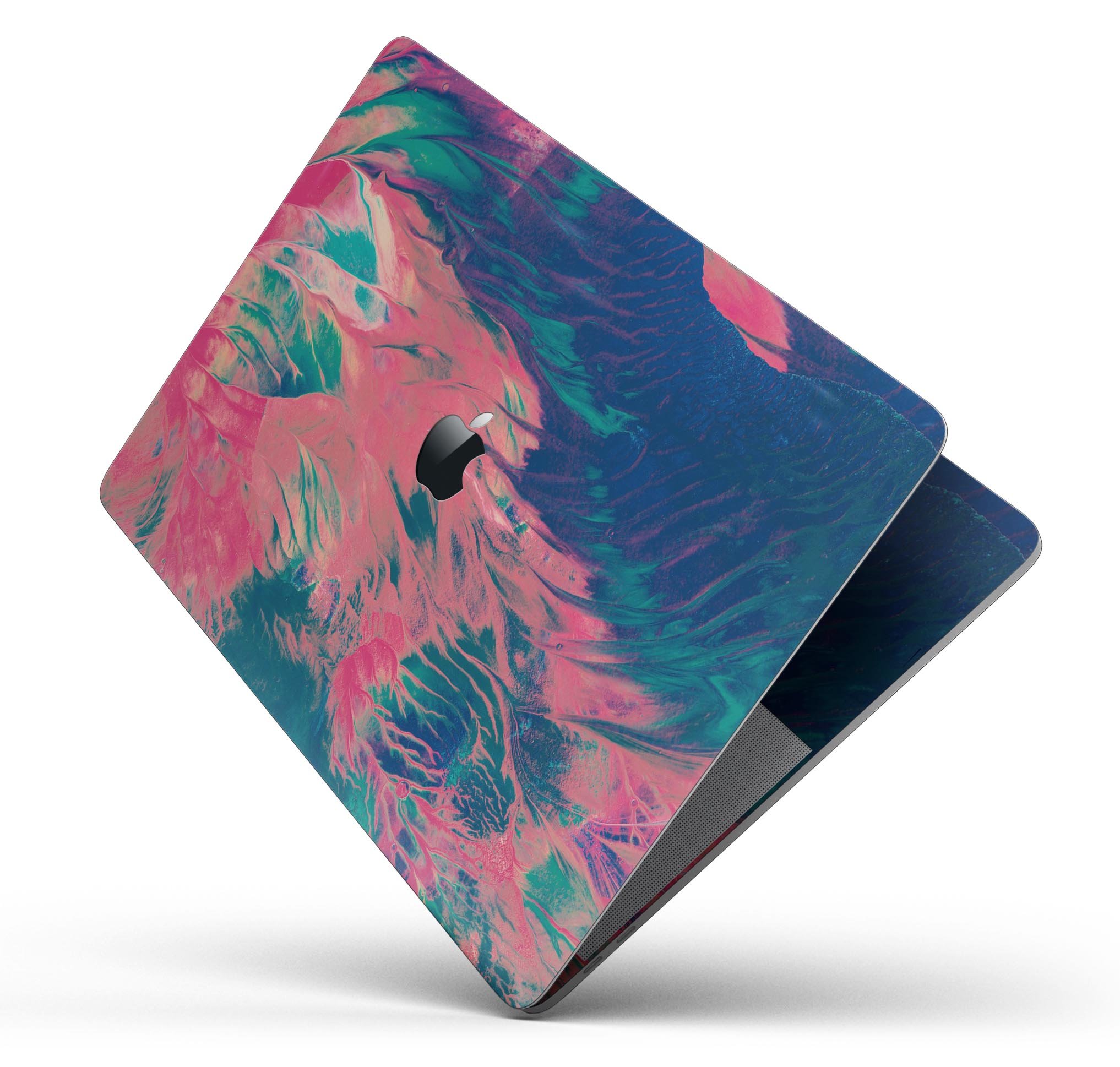 Liquid Abstract Paint Remix V83 skin decal wrap kit for MacBook, showcasing vibrant colors and a sleek design.