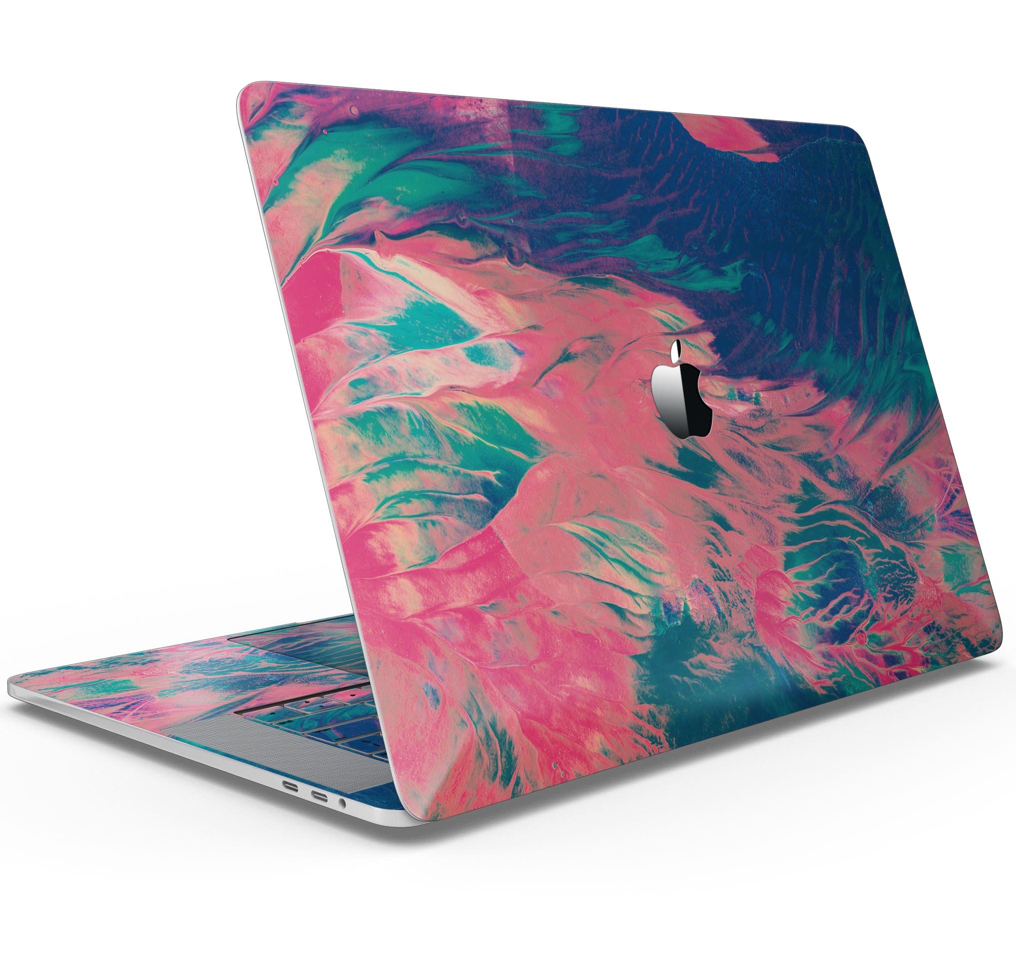 Liquid Abstract Paint Remix V83 skin decal wrap kit for MacBook, showcasing vibrant colors and a sleek design.