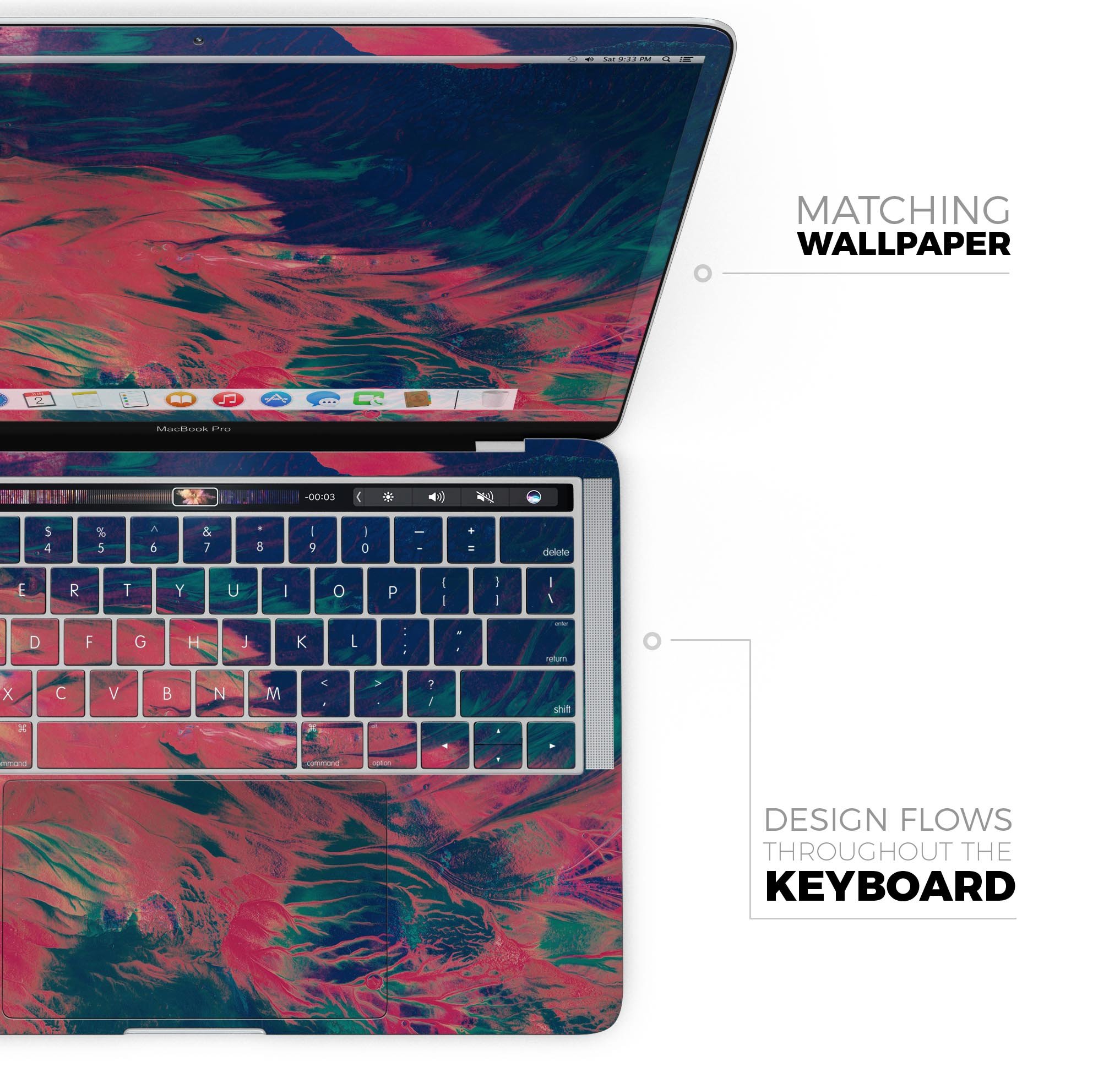 Liquid Abstract Paint Remix V83 skin decal wrap kit for MacBook, showcasing vibrant colors and a sleek design.