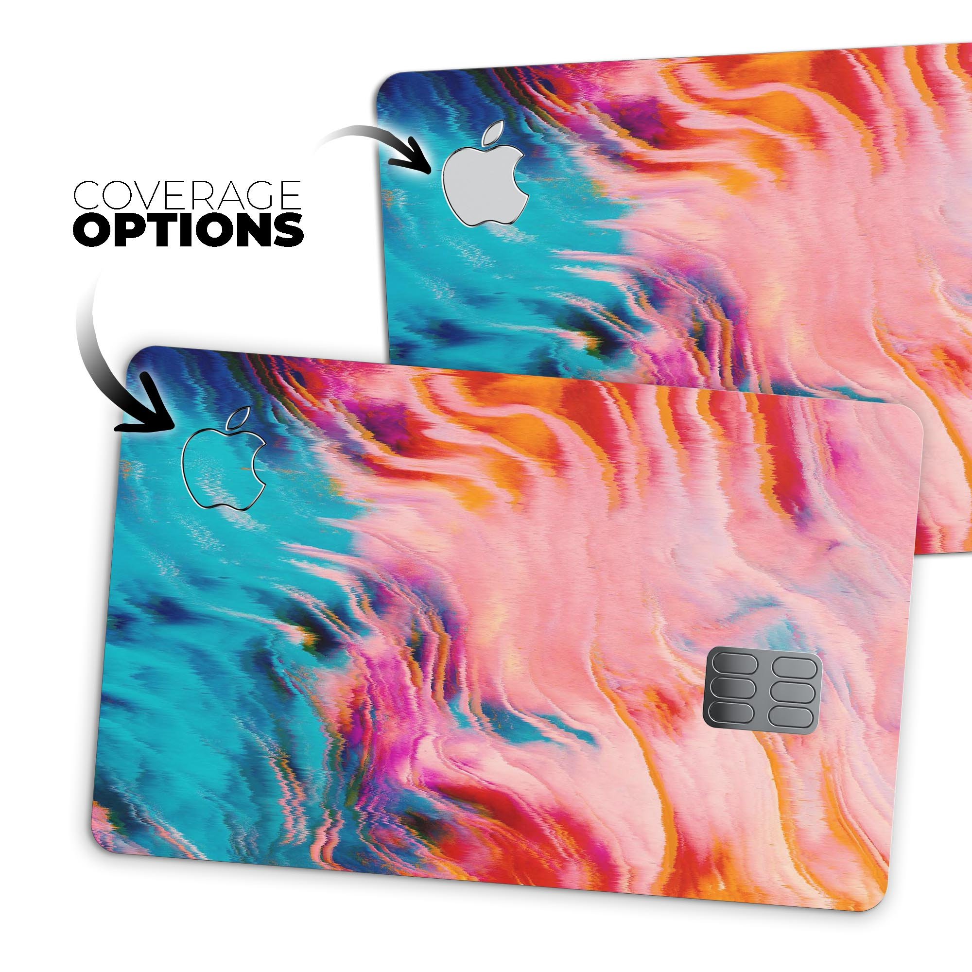 Liquid Abstract Paint Remix V84 skin for Apple Card, showcasing vibrant colors and a sleek design.