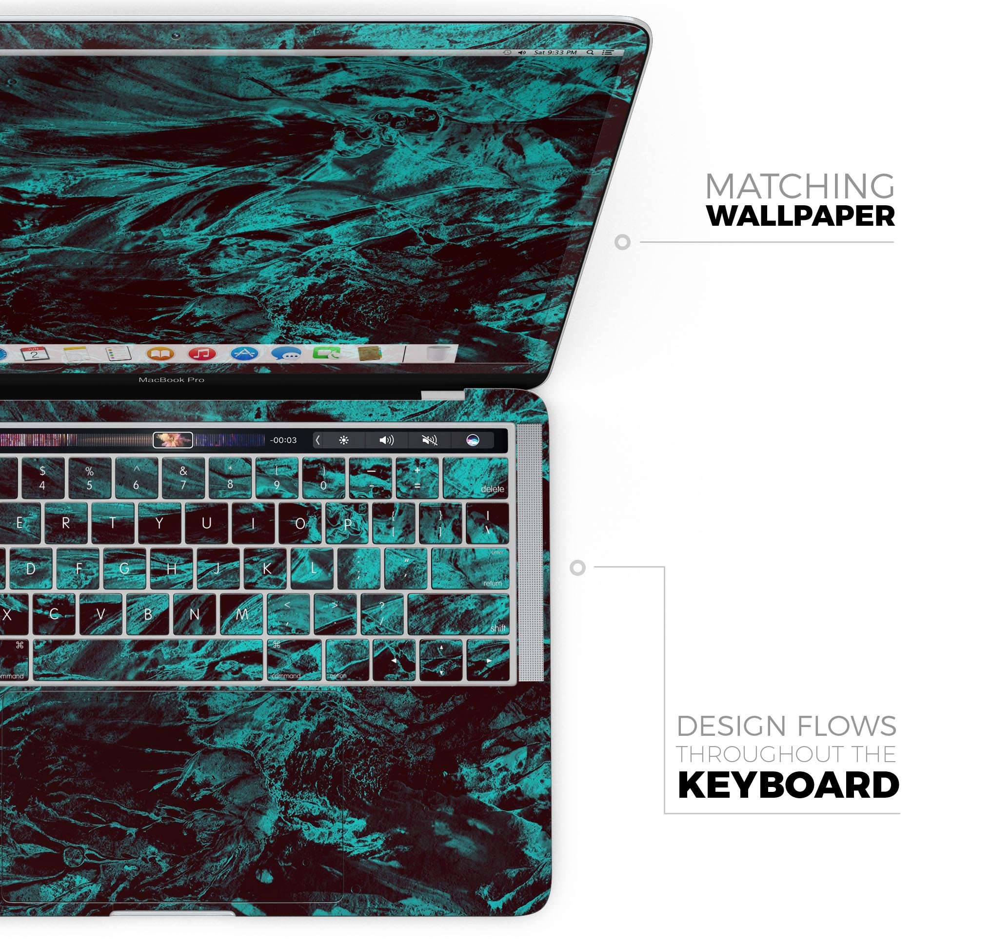 Liquid Abstract Paint Remix V85 skin decal wrap kit for MacBook, showcasing vibrant colors and a sleek design.