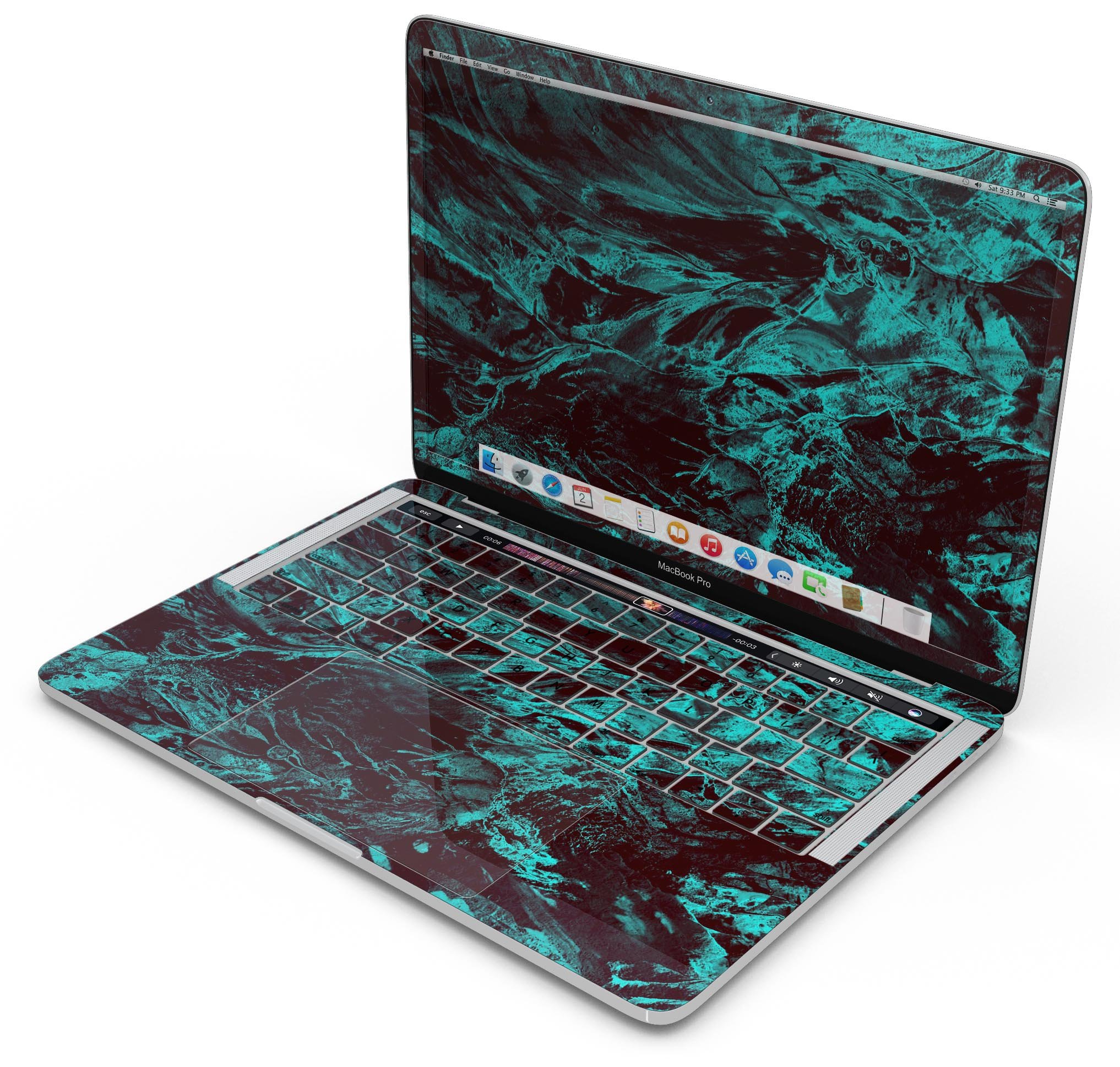 Liquid Abstract Paint Remix V85 skin decal wrap kit for MacBook, showcasing vibrant colors and a sleek design.