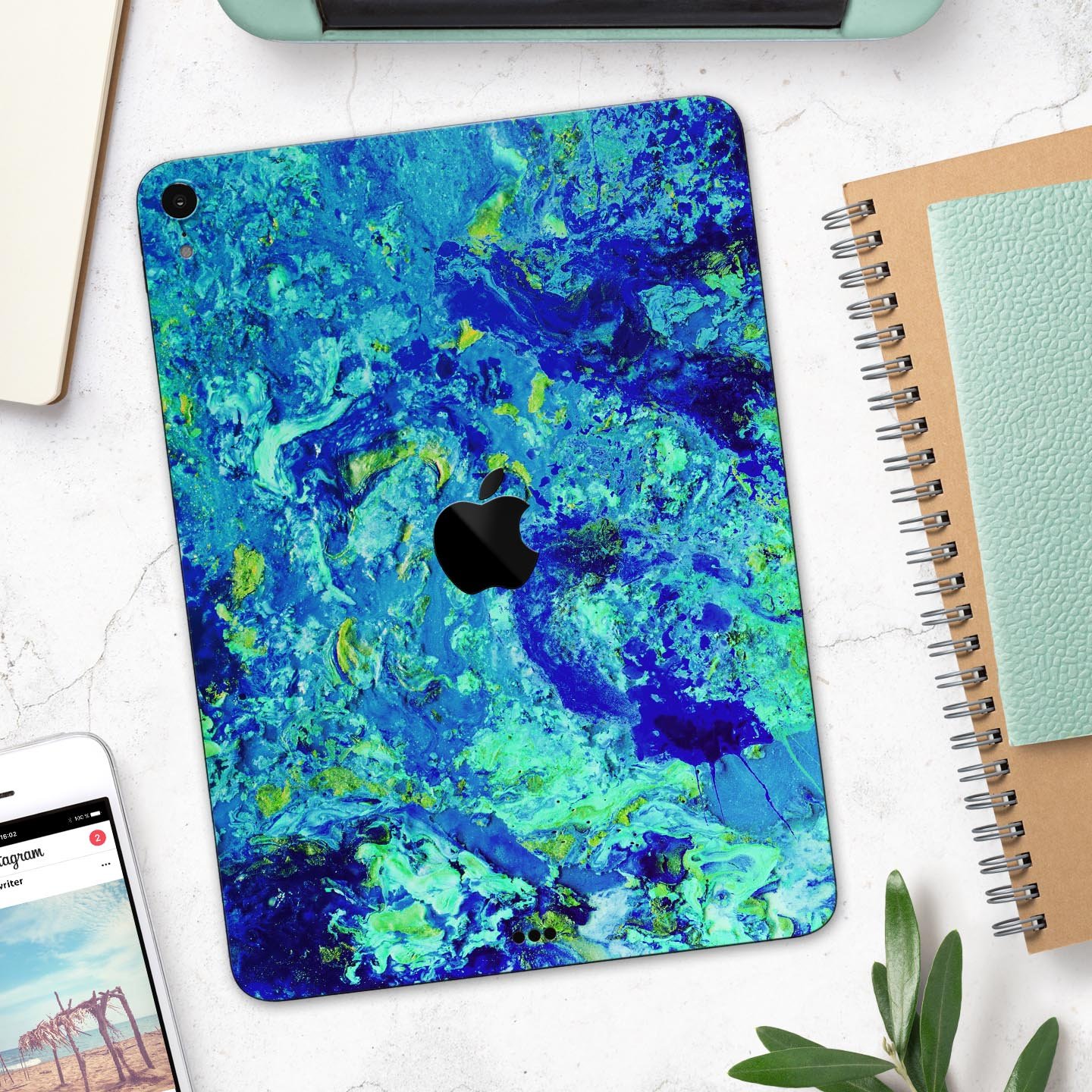 Liquid Abstract Paint Remix V86 full body skin decal for Apple devices, showcasing vibrant colors and a sleek design.