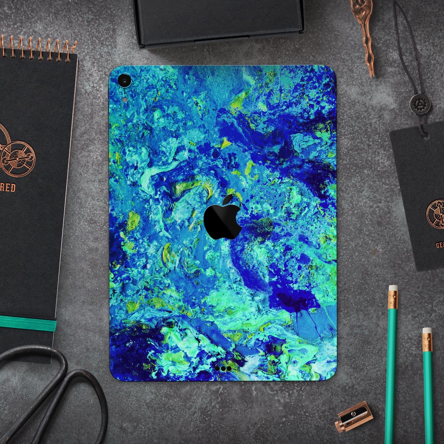 Liquid Abstract Paint Remix V86 full body skin decal for Apple devices, showcasing vibrant colors and a sleek design.