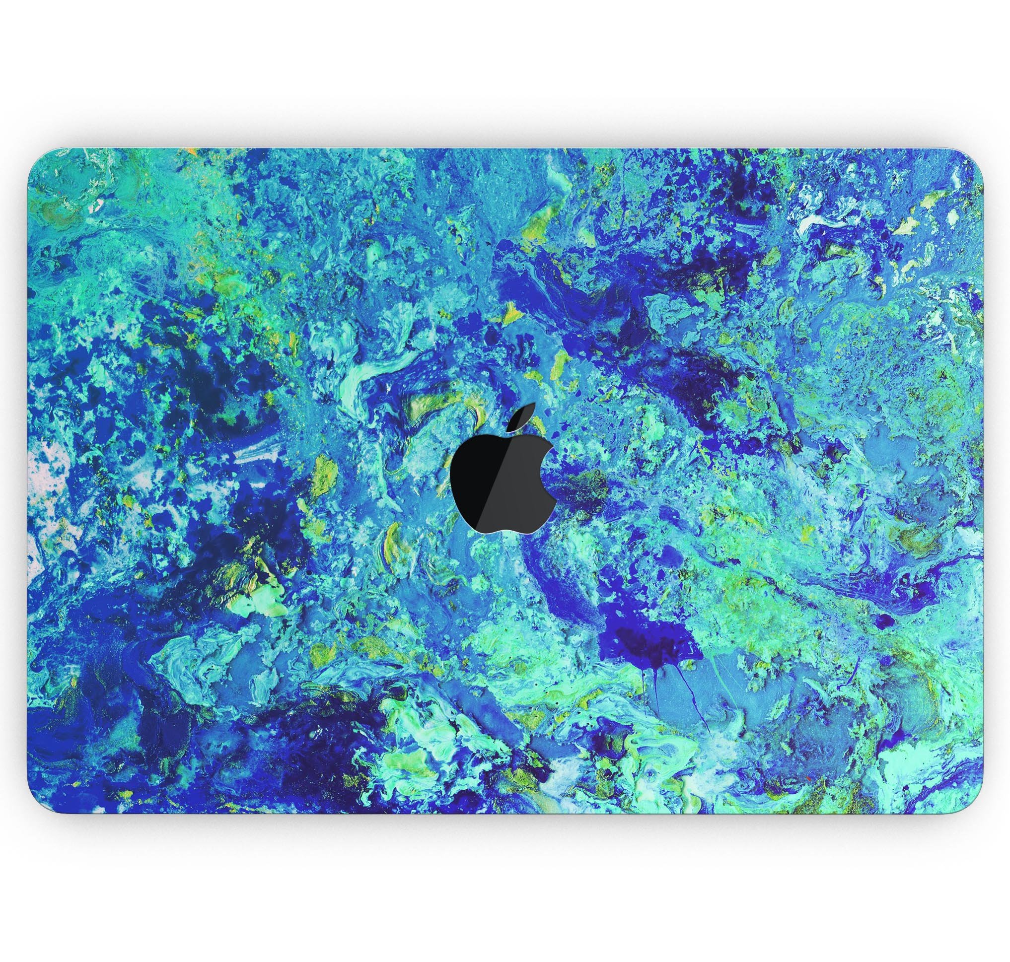 Liquid Abstract Paint Remix V86 Skin Decal Wrap Kit for MacBook, showcasing vibrant colors and a sleek design.