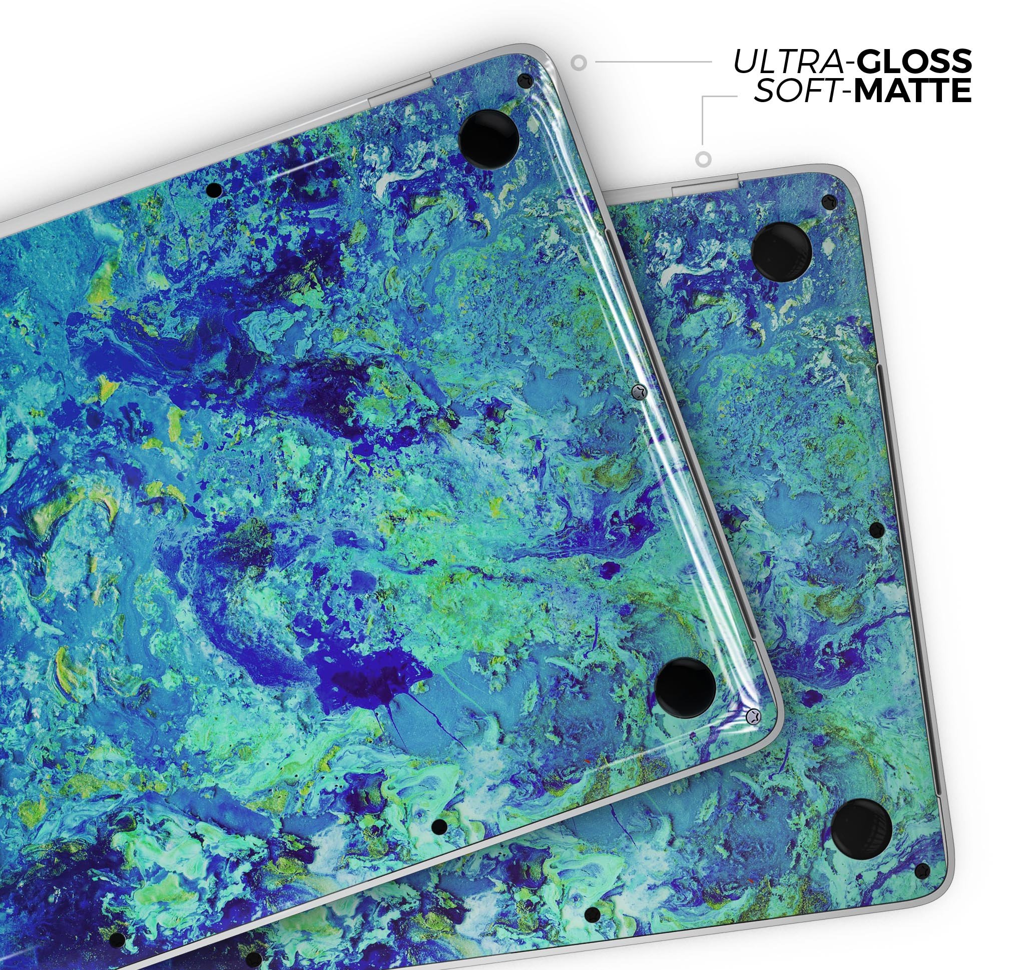 Liquid Abstract Paint Remix V86 Skin Decal Wrap Kit for MacBook, showcasing vibrant colors and a sleek design.