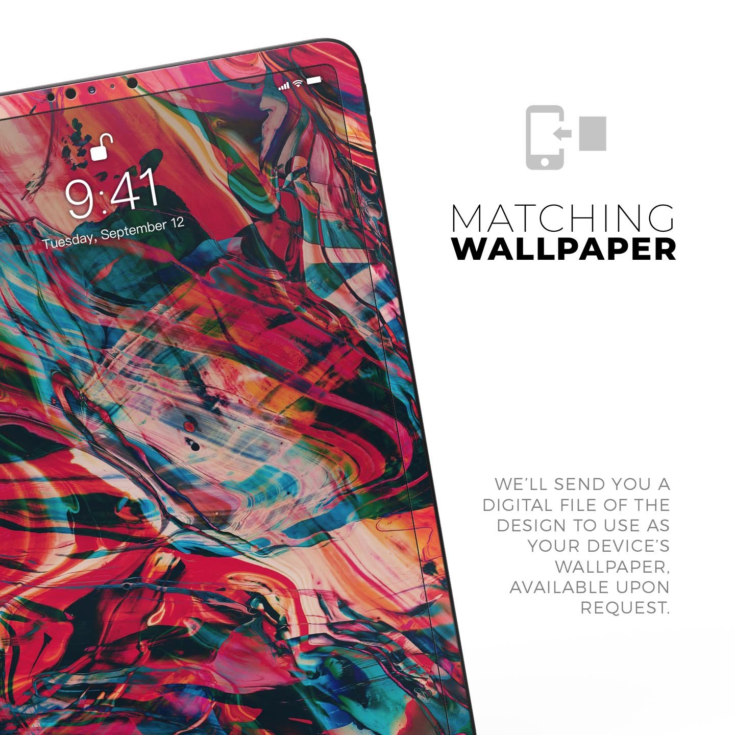 Liquid Abstract Paint Remix V87 skin decal for Apple devices, showcasing vibrant abstract design and premium 3M material.