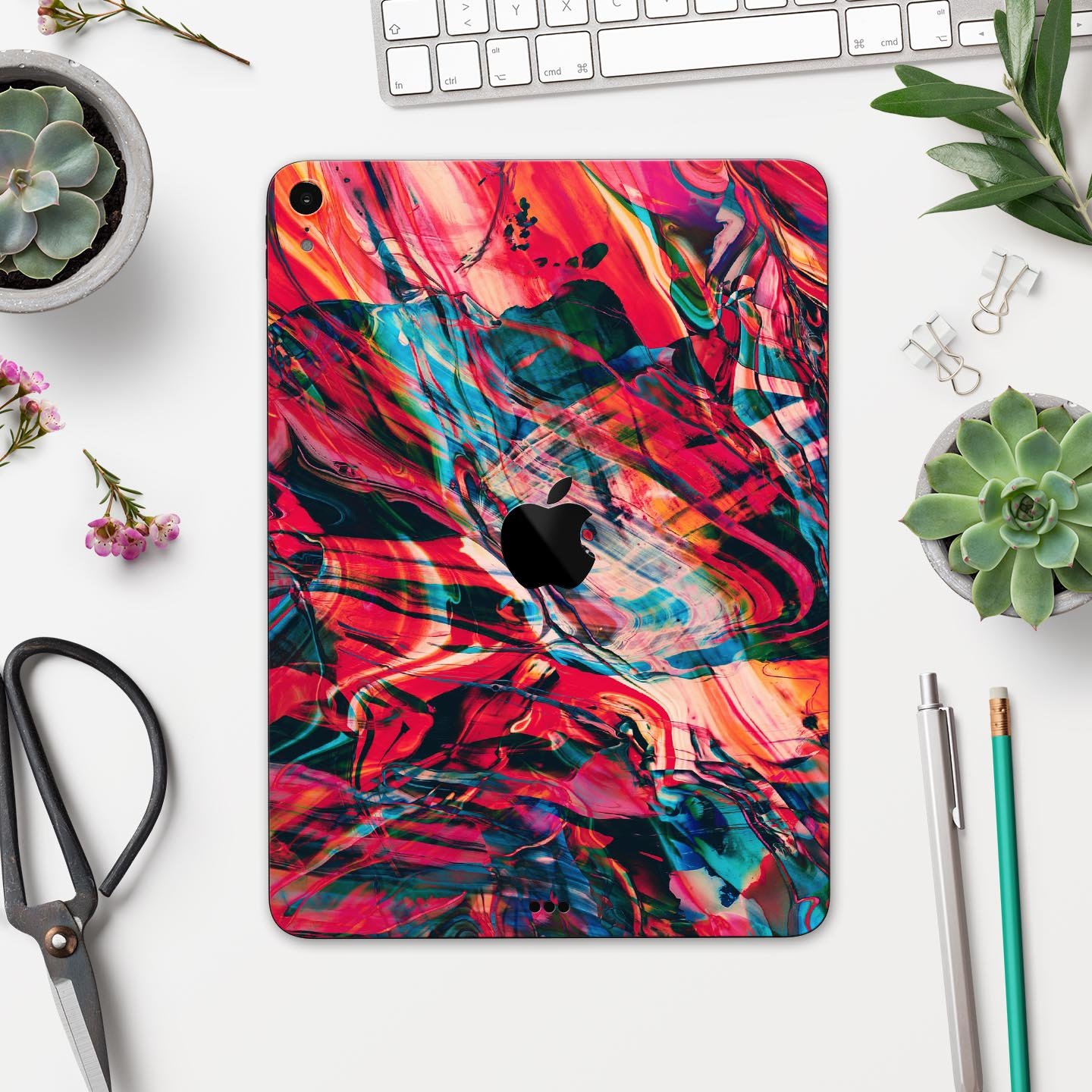 Liquid Abstract Paint Remix V87 skin decal for Apple devices, showcasing vibrant abstract design and premium 3M material.