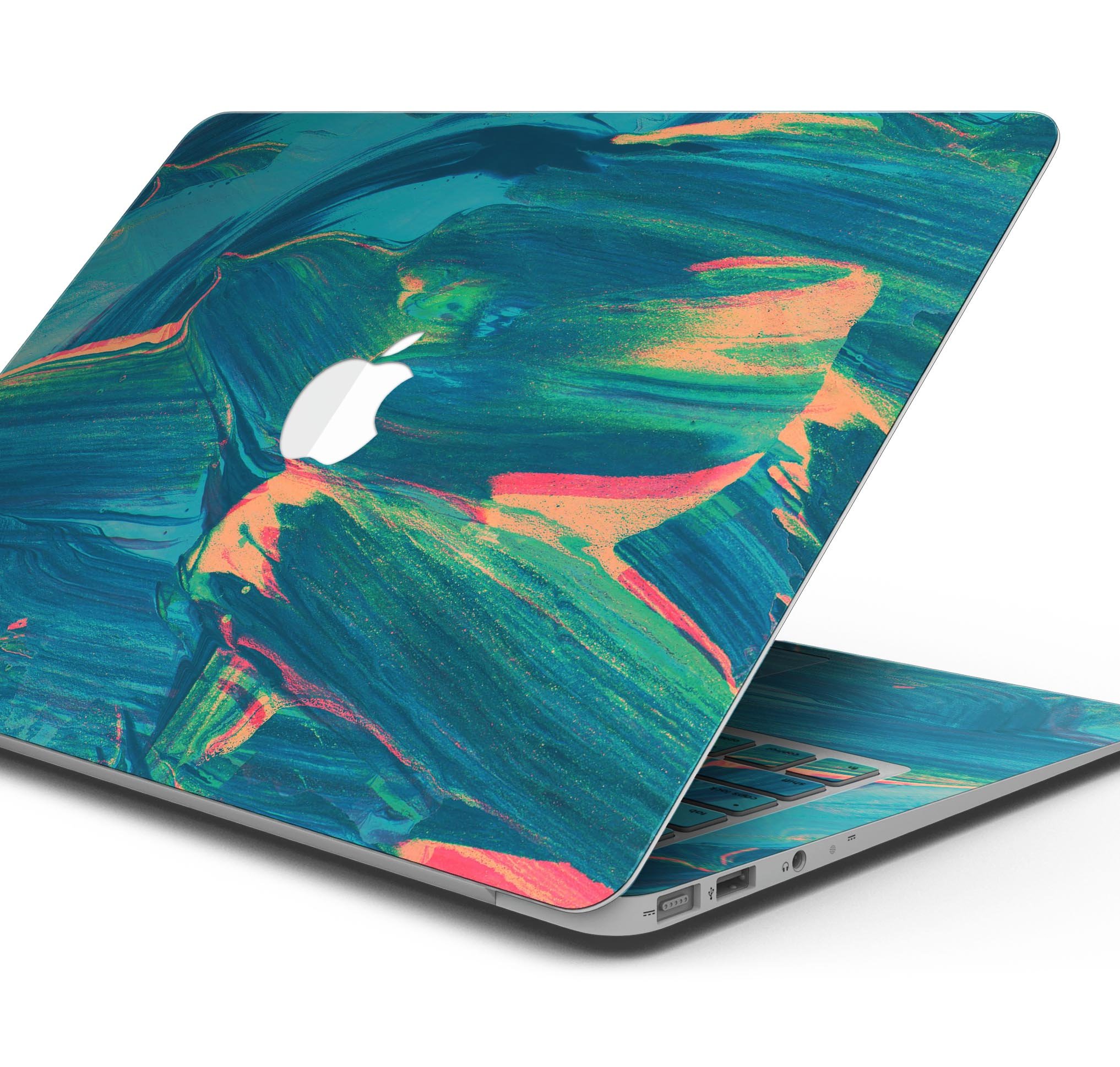 Liquid Abstract Paint Remix V89 skin decal wrap kit for MacBook, showcasing vibrant colors and a sleek design.