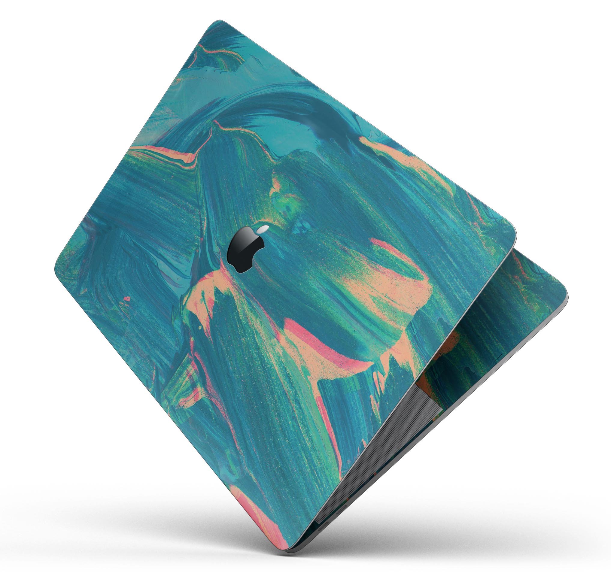 Liquid Abstract Paint Remix V89 skin decal wrap kit for MacBook, showcasing vibrant colors and a sleek design.