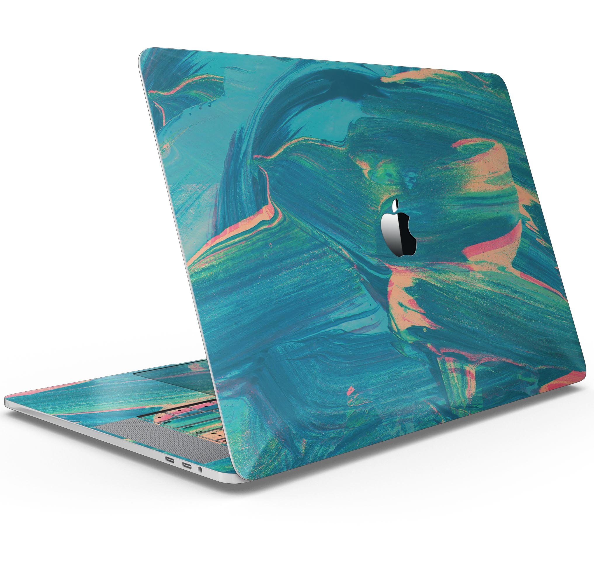 Liquid Abstract Paint Remix V89 skin decal wrap kit for MacBook, showcasing vibrant colors and a sleek design.