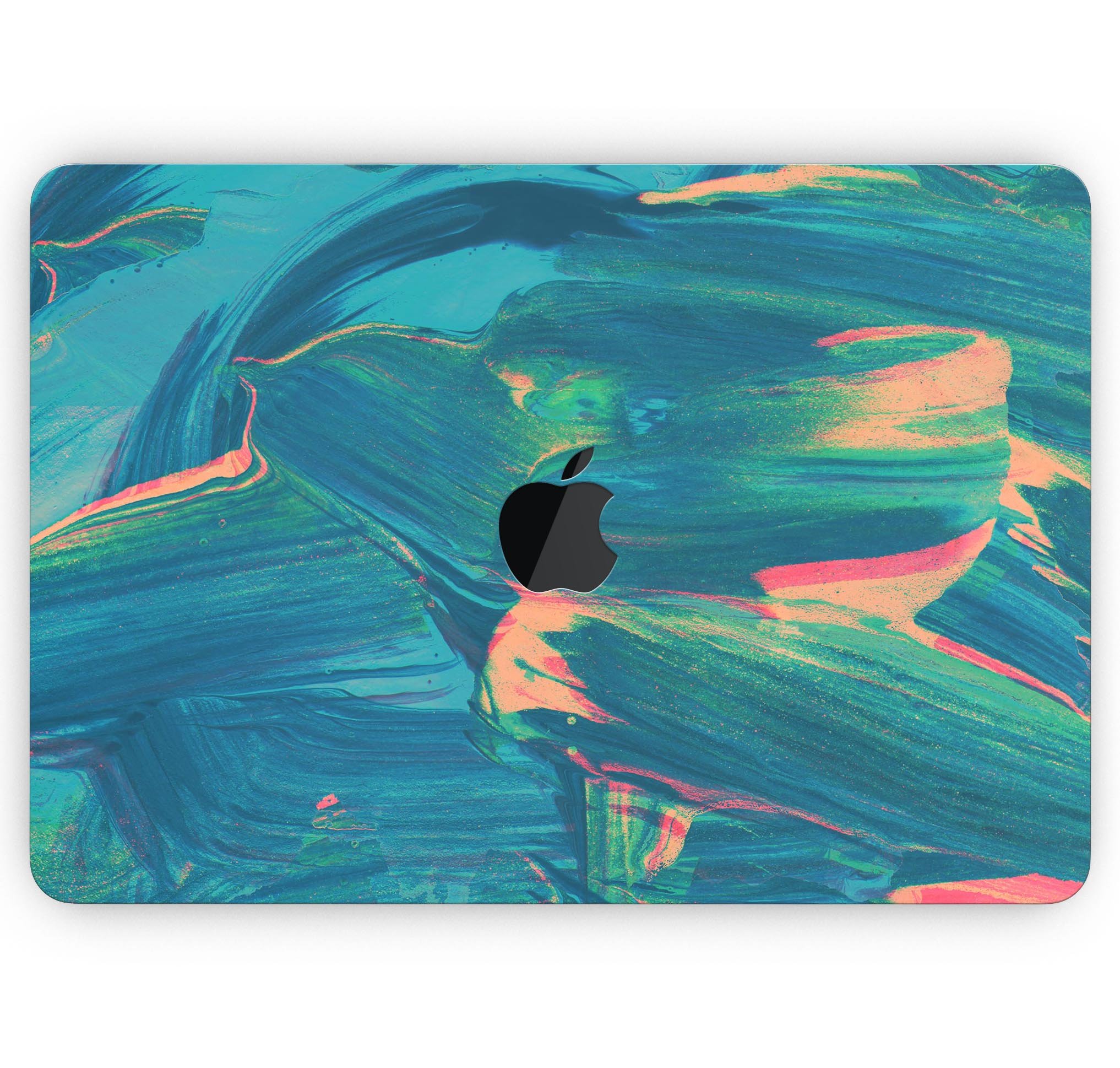 Liquid Abstract Paint Remix V89 skin decal wrap kit for MacBook, showcasing vibrant colors and a sleek design.