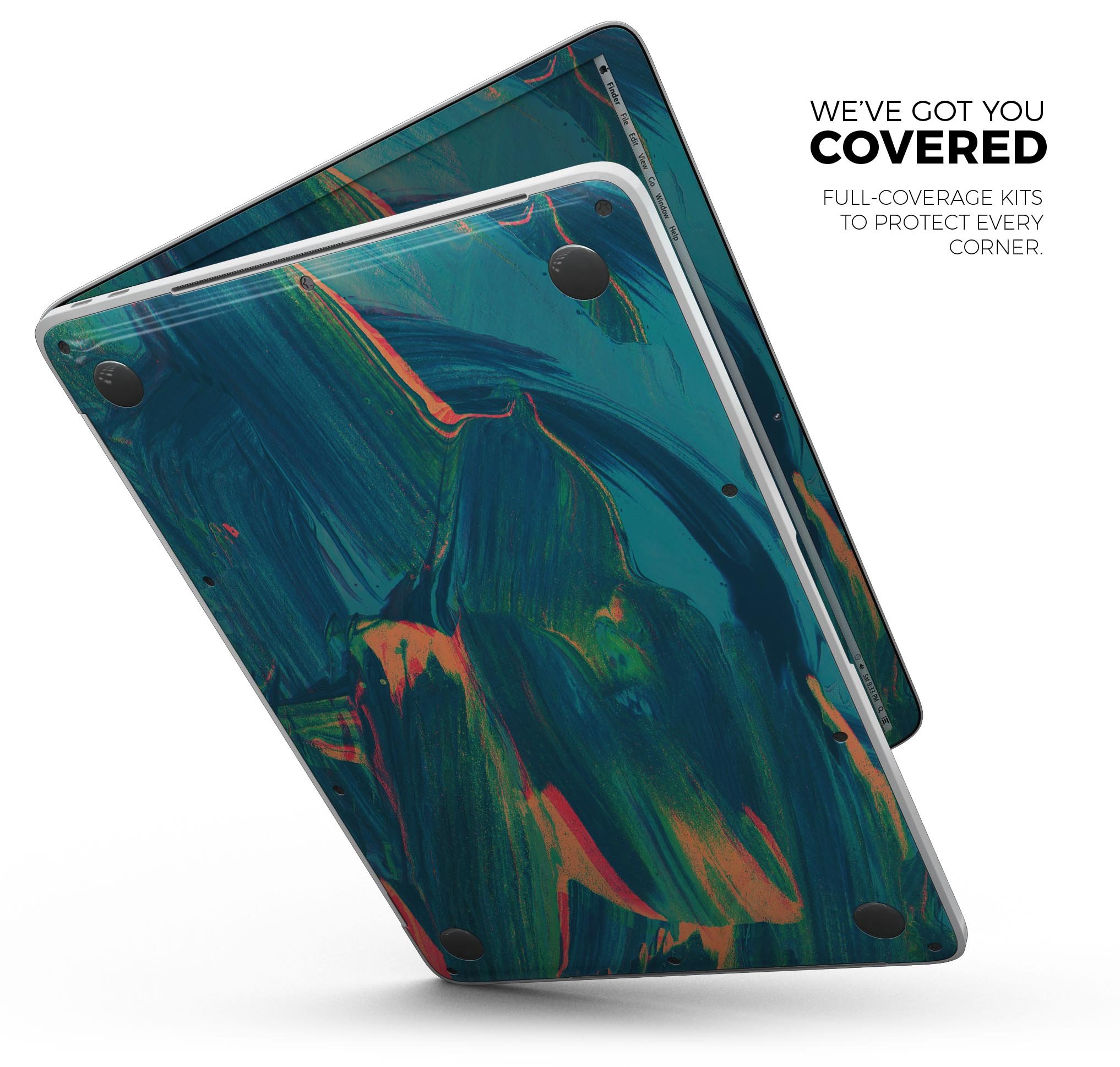 Liquid Abstract Paint Remix V89 skin decal wrap kit for MacBook, showcasing vibrant colors and a sleek design.