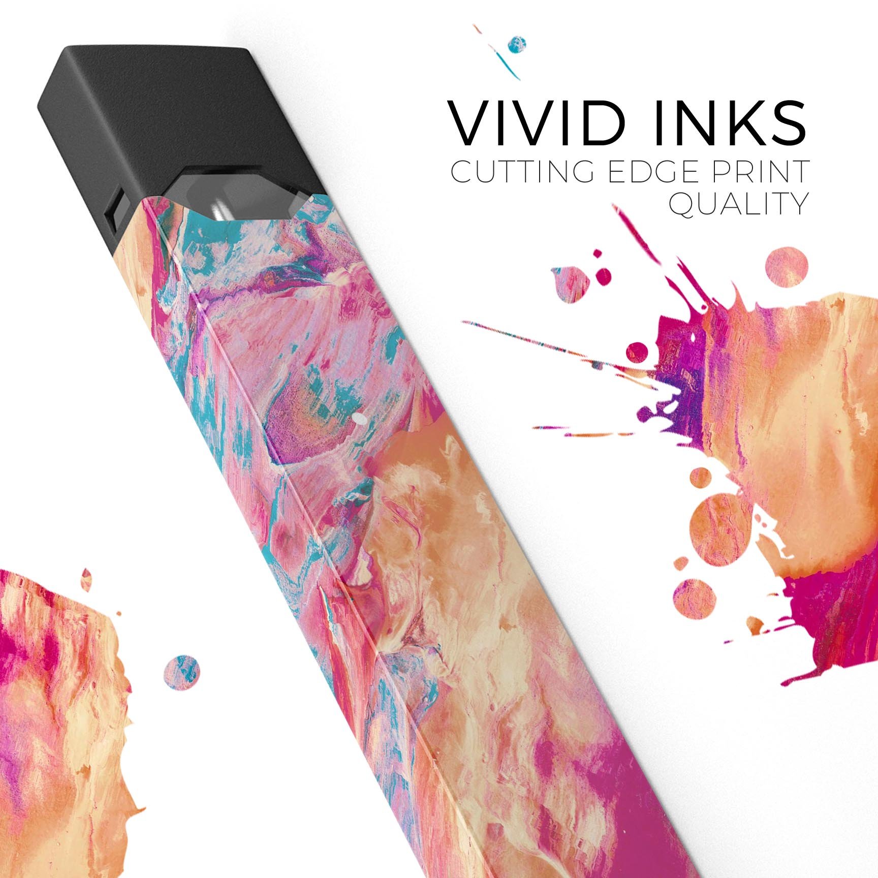 Liquid Abstract Paint Remix V90 skin wrap for JUUL device, showcasing vibrant colors and a sleek design.