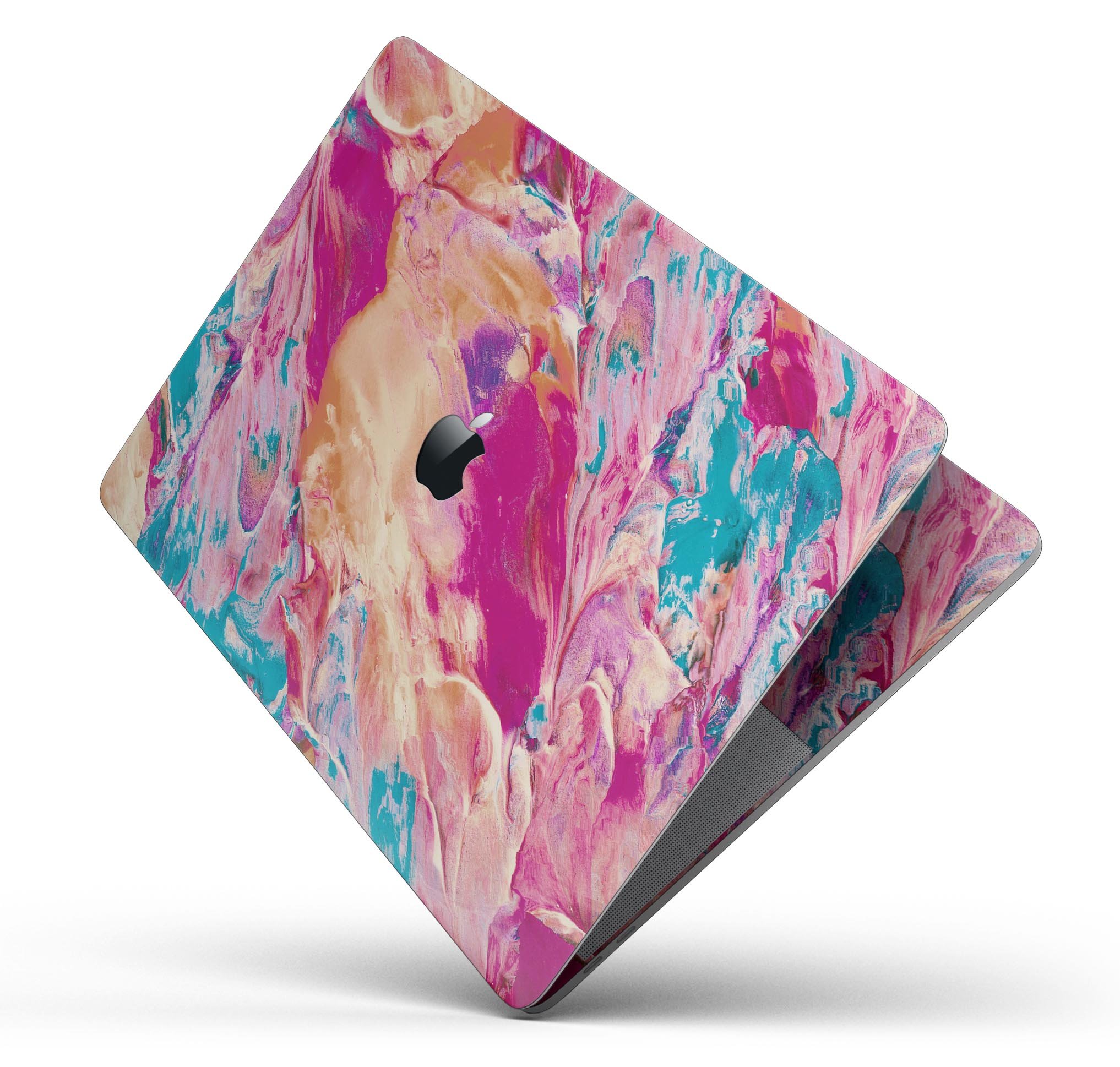 Liquid Abstract Paint Remix V90 skin decal wrap kit for MacBook, showcasing vibrant colors and a sleek design.