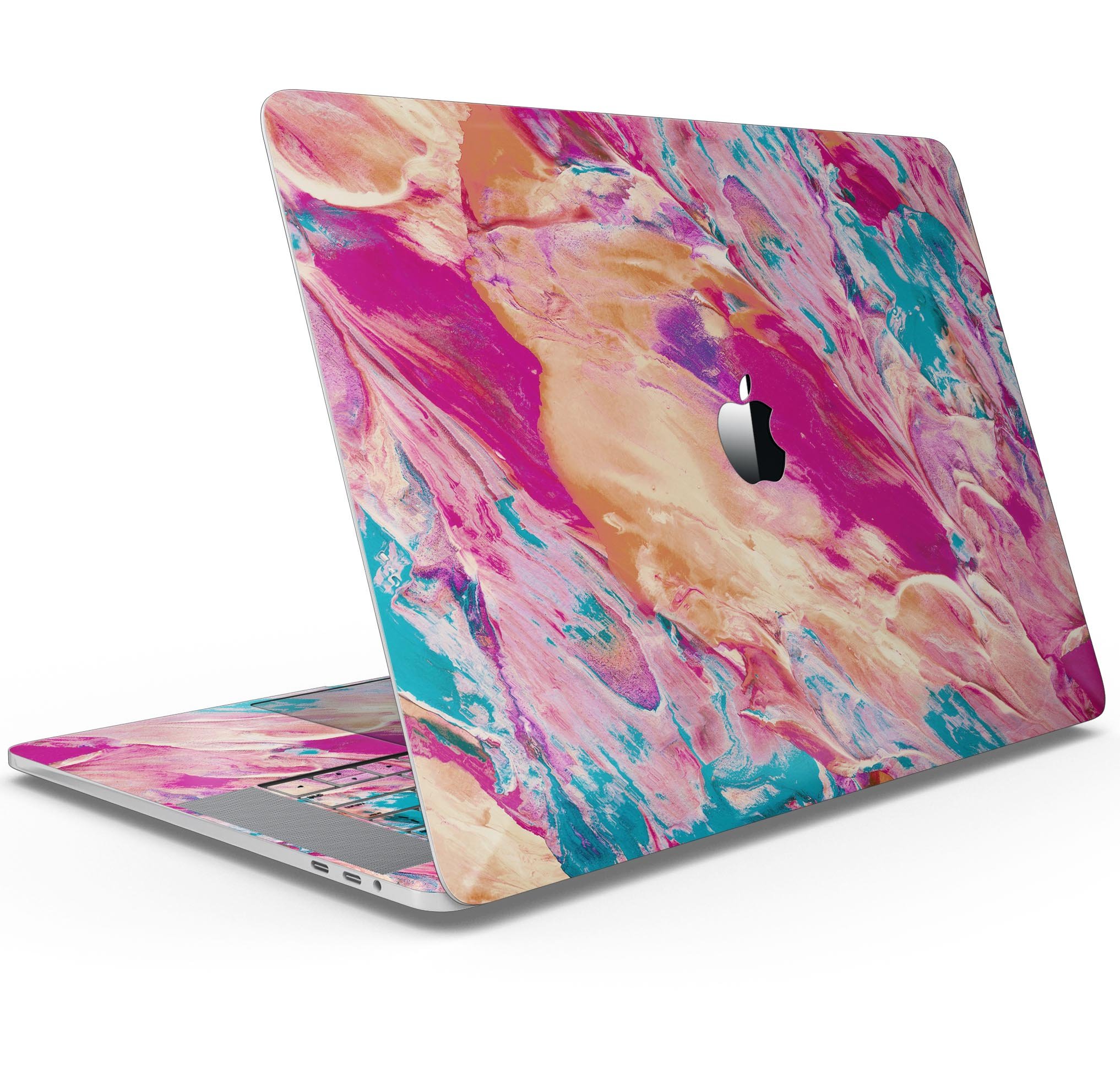 Liquid Abstract Paint Remix V90 skin decal wrap kit for MacBook, showcasing vibrant colors and a sleek design.