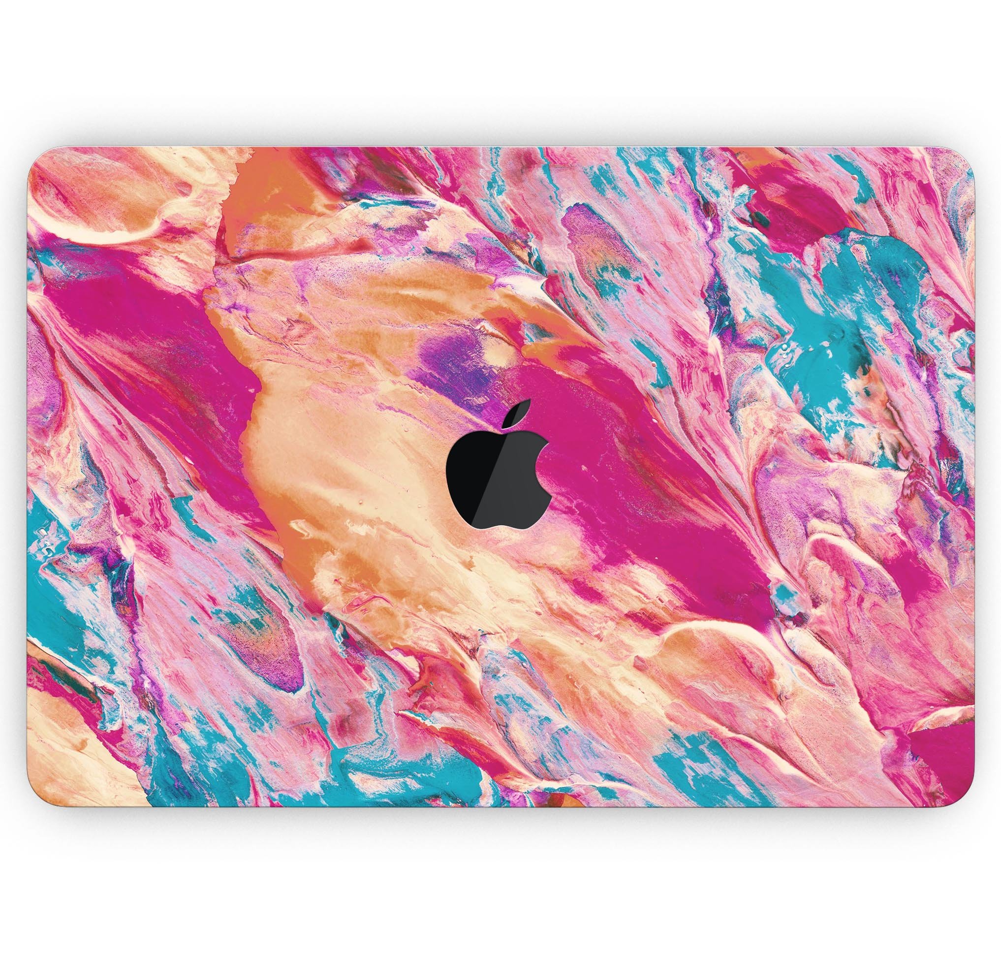 Liquid Abstract Paint Remix V90 skin decal wrap kit for MacBook, showcasing vibrant colors and a sleek design.