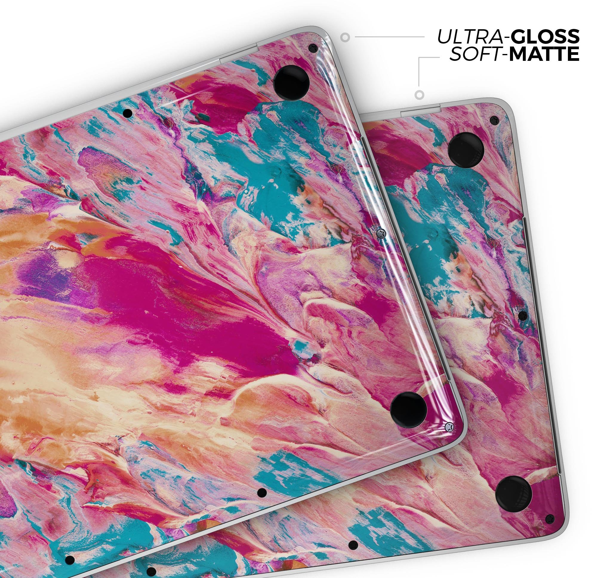 Liquid Abstract Paint Remix V90 skin decal wrap kit for MacBook, showcasing vibrant colors and a sleek design.