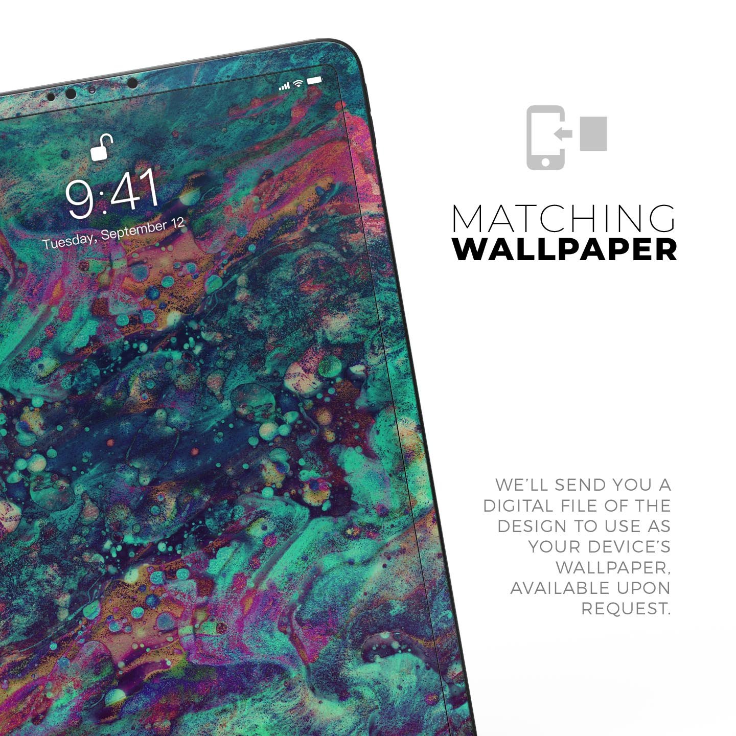 Liquid Abstract Paint Remix V91 skin decal for Apple devices, showcasing vibrant abstract design and premium 3M material.