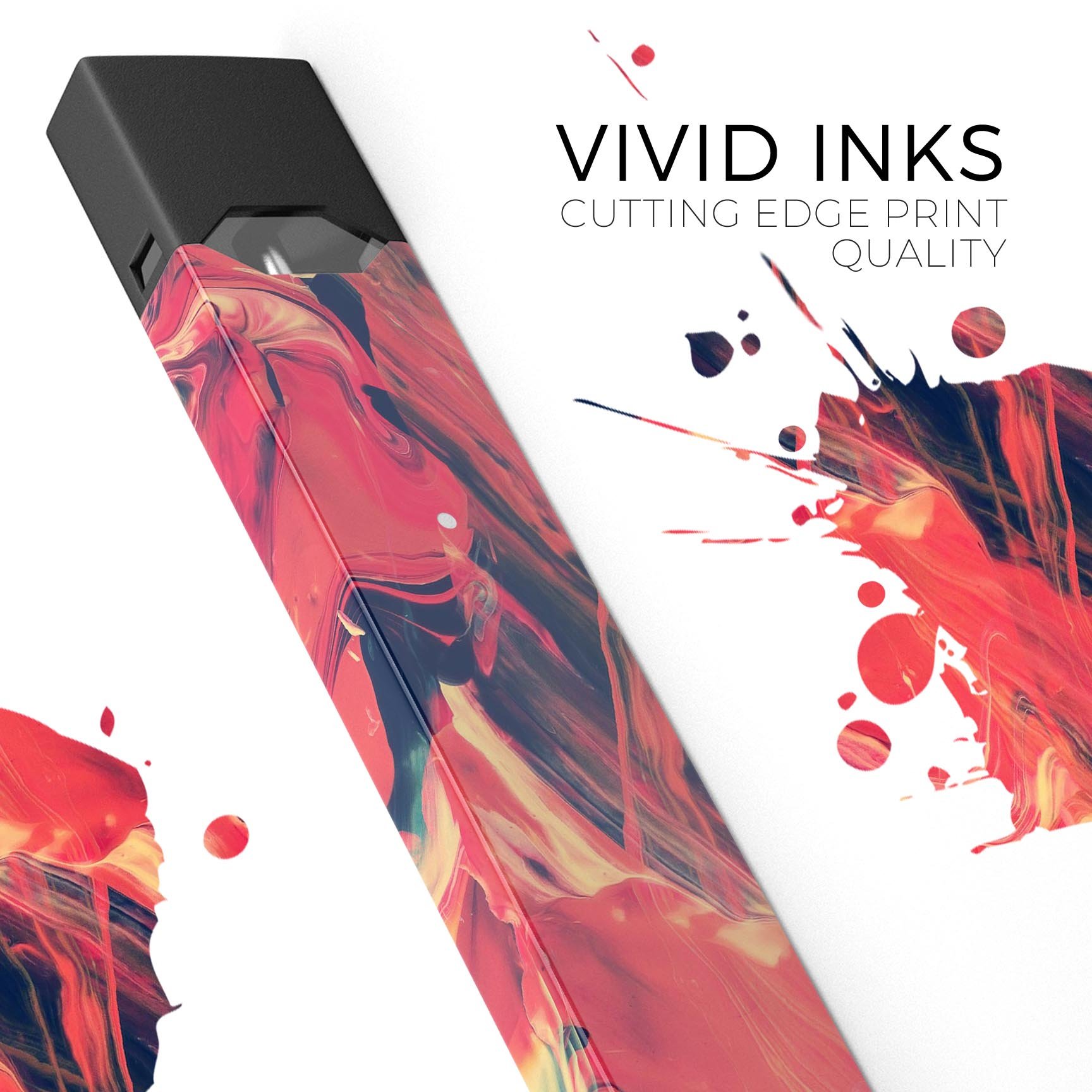 Liquid Abstract Paint Remix V92 skin-wrap for JUUL device, showcasing vibrant colors and precise cut.