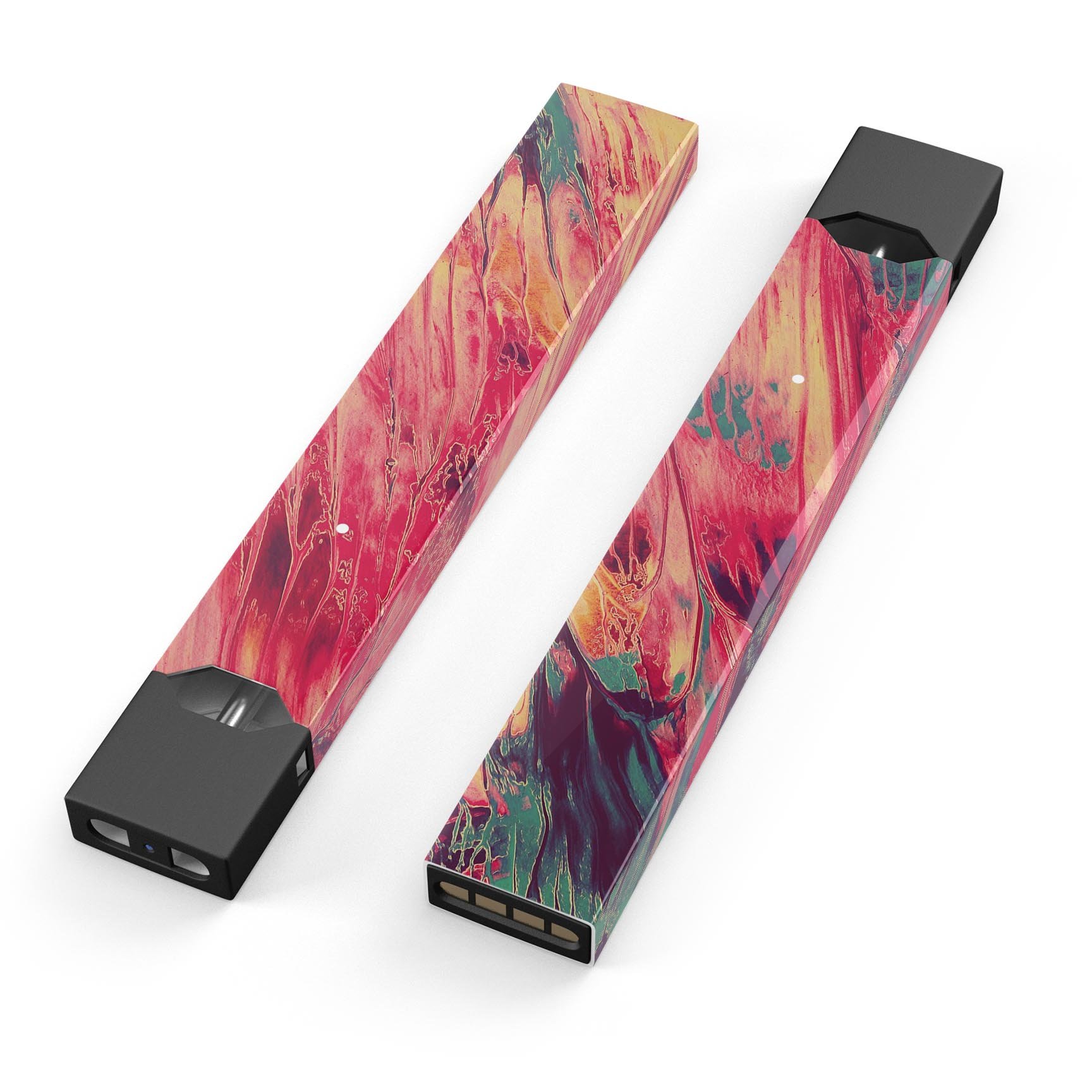 Liquid Abstract Paint Remix V96 skin-wrap for JUUL device, showcasing vibrant colors and precise cut.