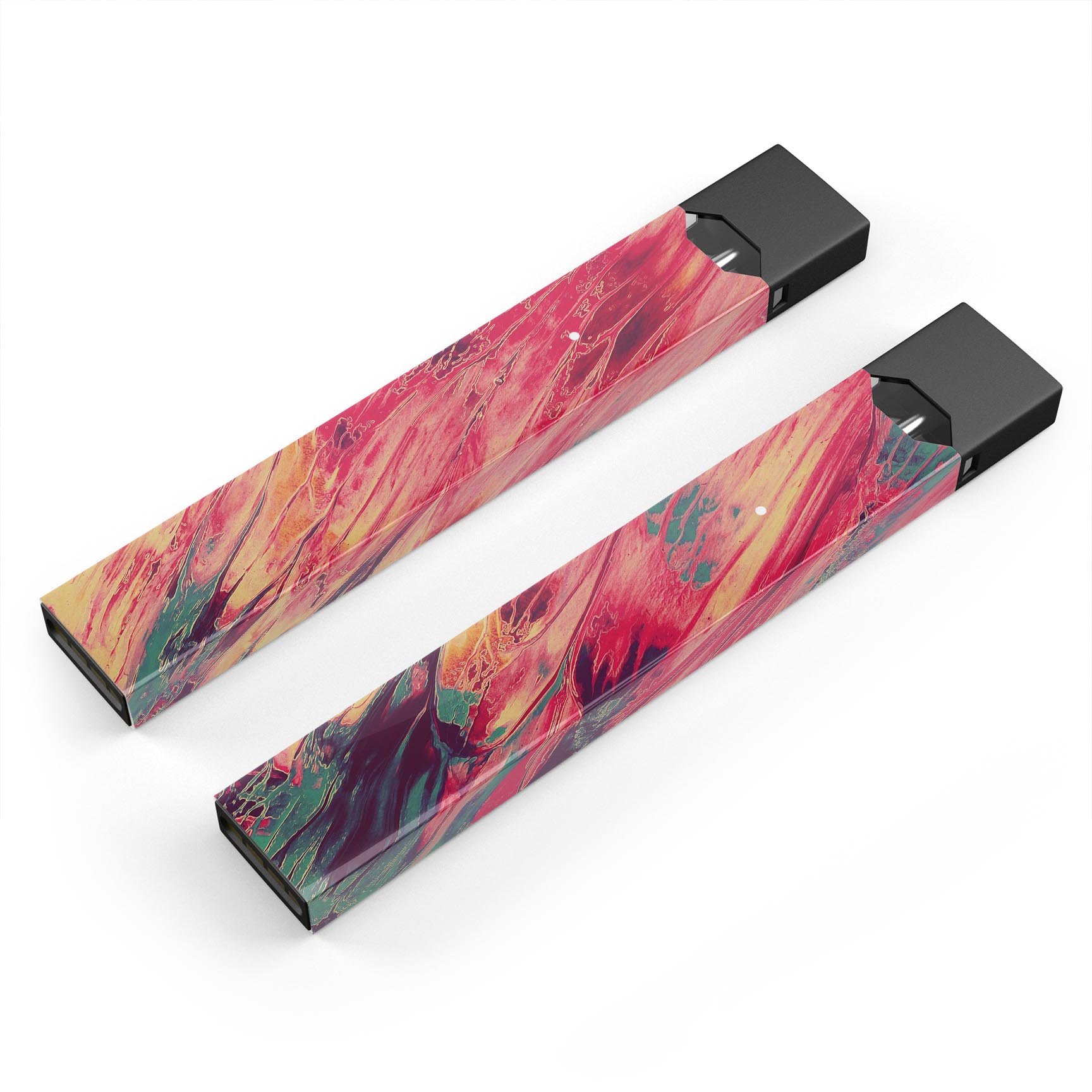 Liquid Abstract Paint Remix V96 skin-wrap for JUUL device, showcasing vibrant colors and precise cut.