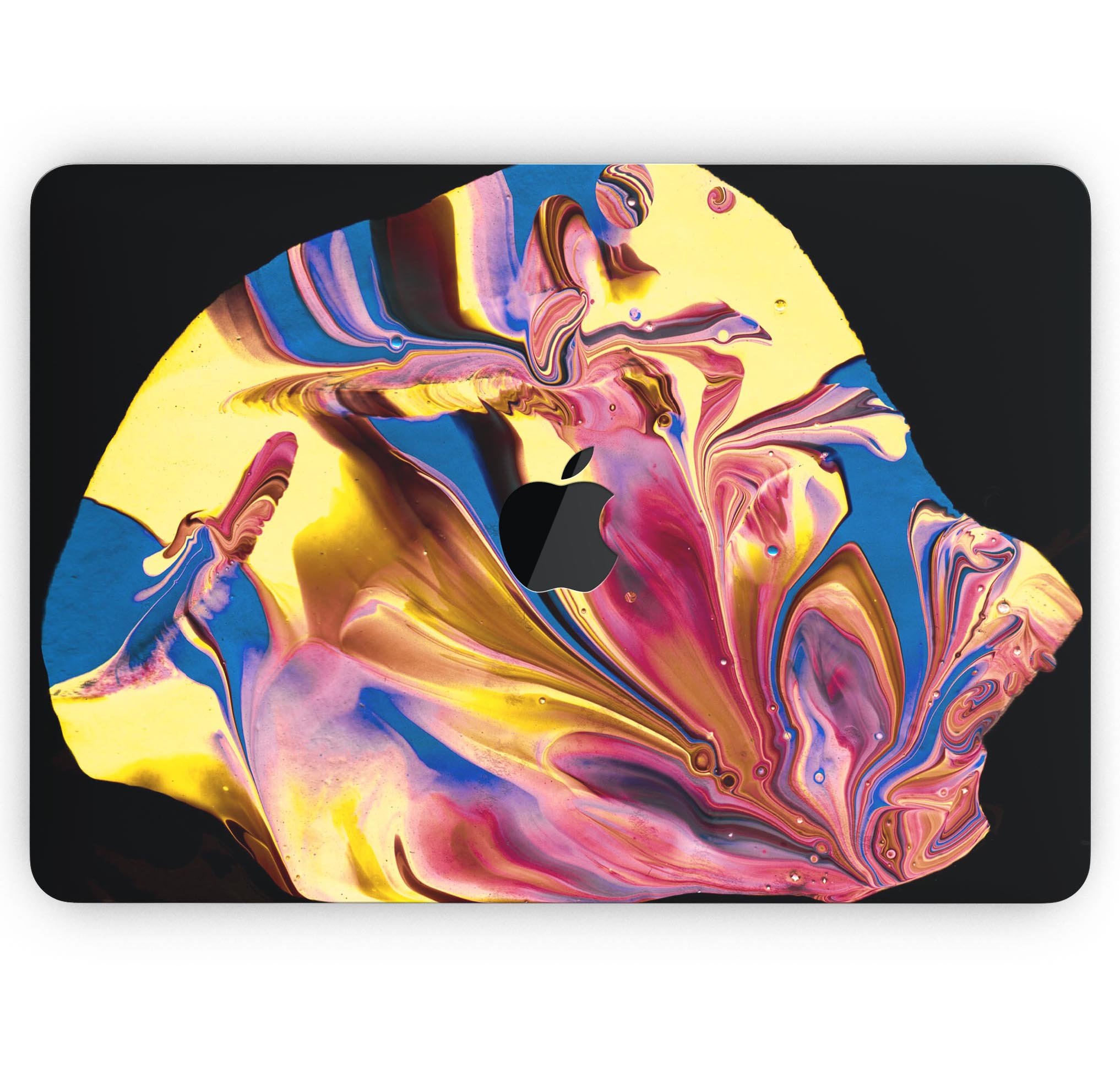 Liquid Abstract Paint V11 skin decal wrap kit for Apple MacBook, showcasing vibrant colors and a sleek design.