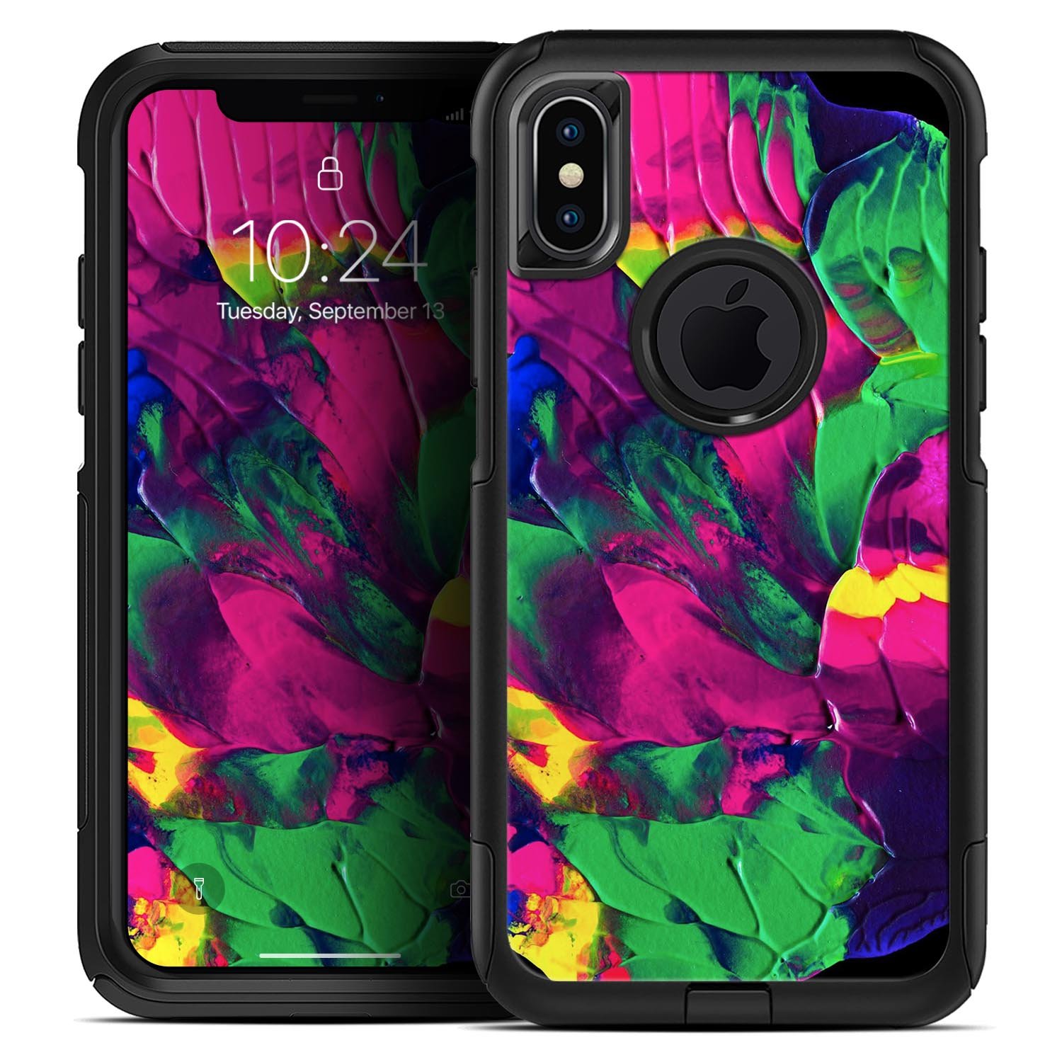 Liquid Abstract Paint V12 Skin Kit for iPhone OtterBox cases, showcasing vibrant abstract design and premium quality materials.