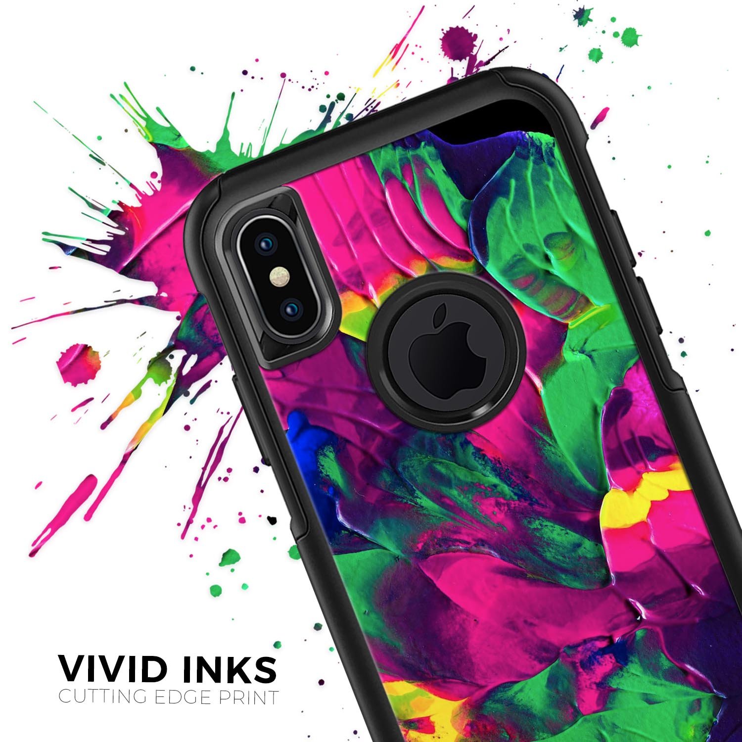 Liquid Abstract Paint V12 Skin Kit for iPhone OtterBox cases, showcasing vibrant abstract design and premium quality materials.