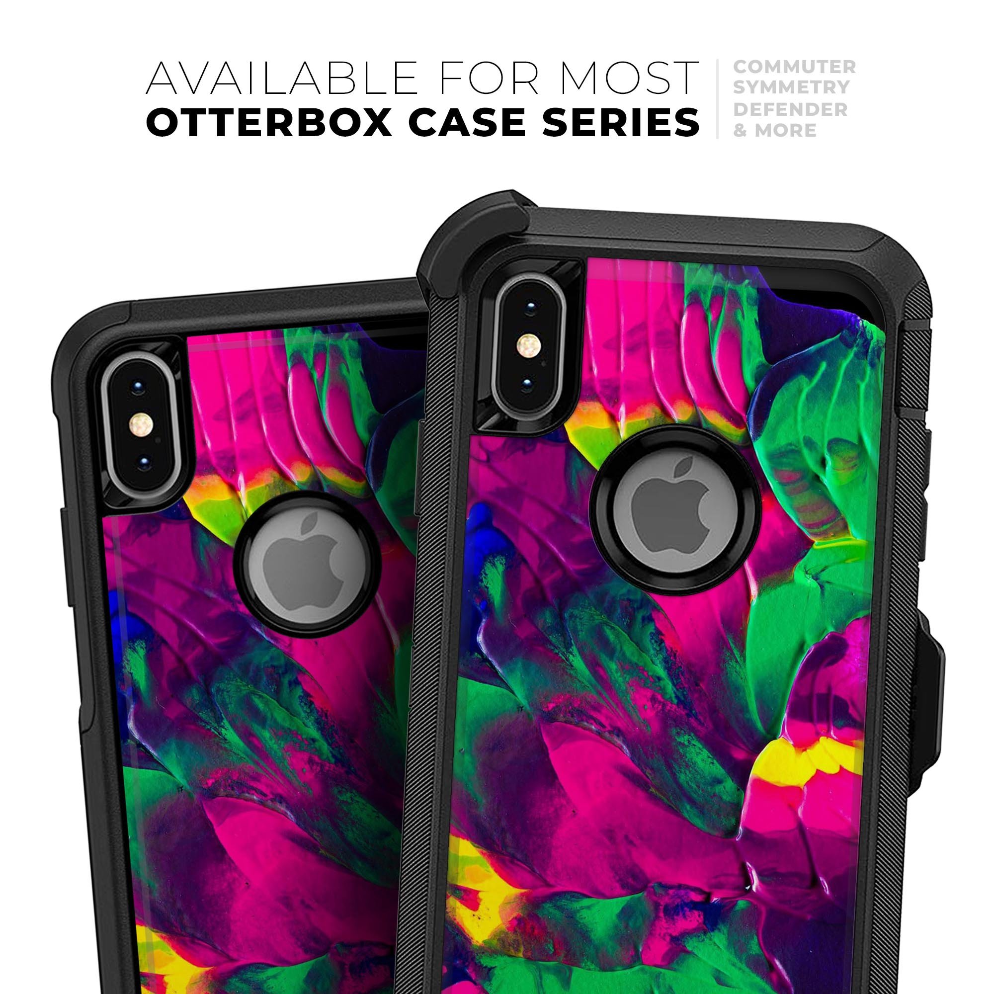 Liquid Abstract Paint V12 Skin Kit for iPhone OtterBox cases, showcasing vibrant abstract design and premium quality materials.