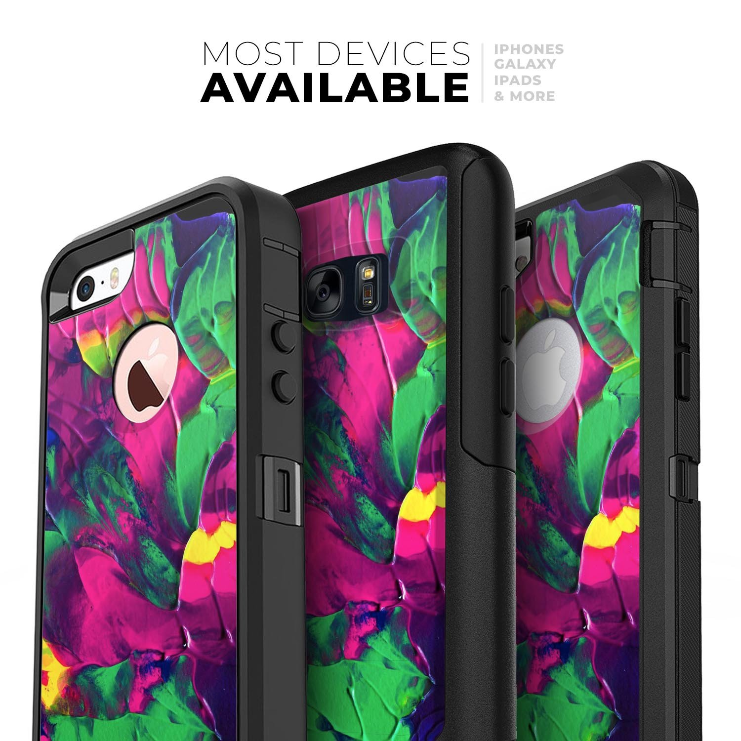 Liquid Abstract Paint V12 Skin Kit for iPhone OtterBox cases, showcasing vibrant abstract design and premium quality materials.