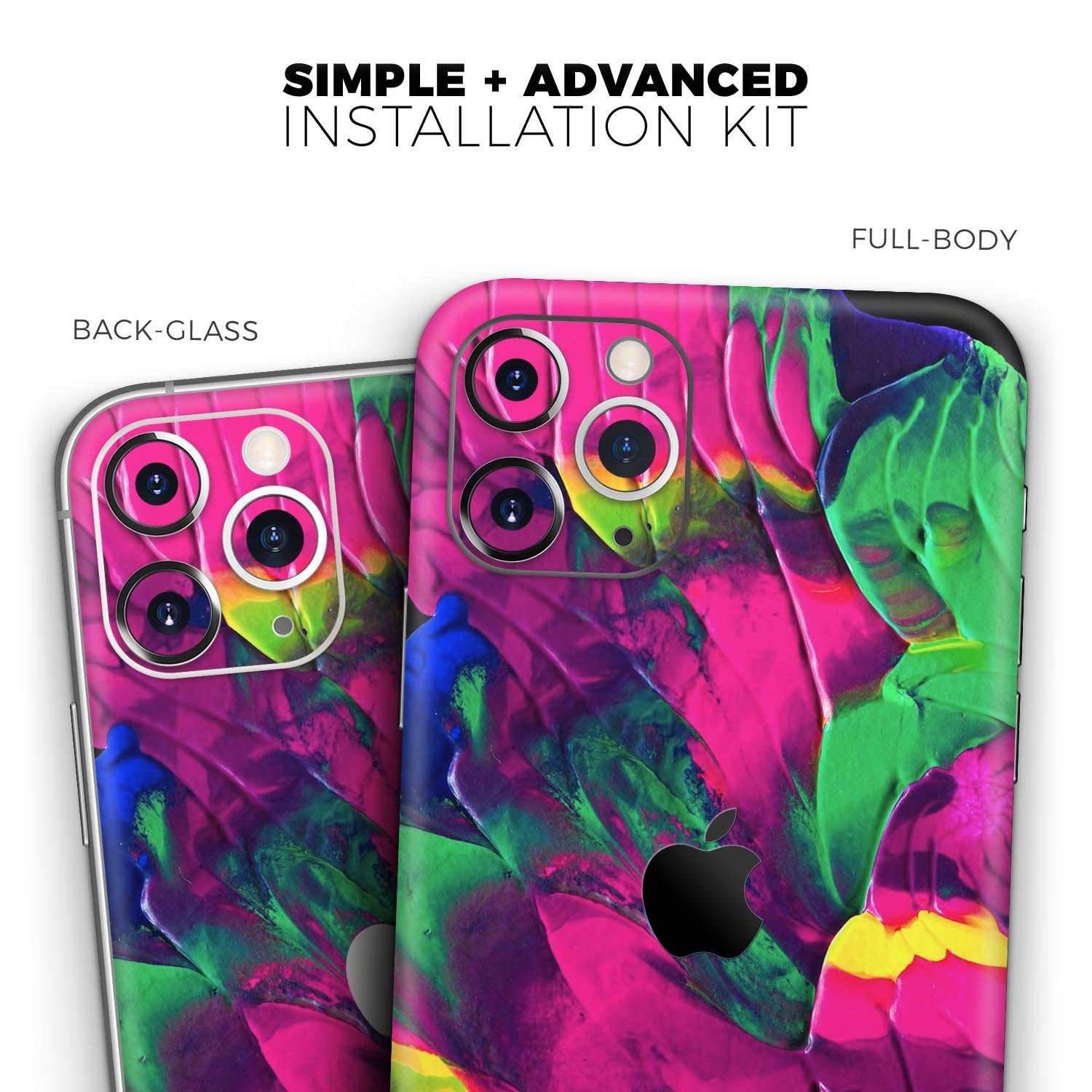 Liquid Abstract Paint V12 skin for Apple iPhone, showcasing vibrant colors and a sleek design.