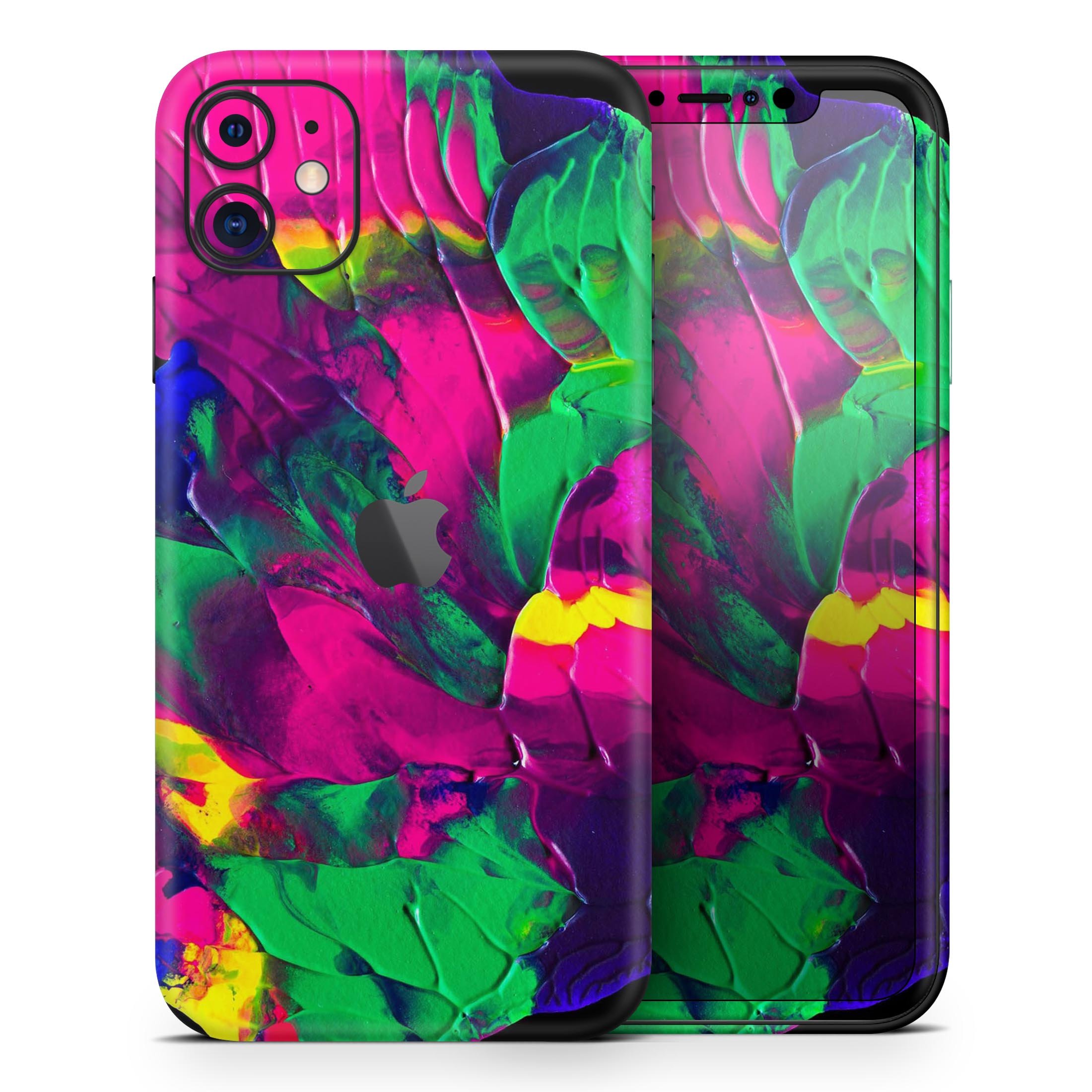 Liquid Abstract Paint V12 skin for Apple iPhone, showcasing vibrant colors and a sleek design.