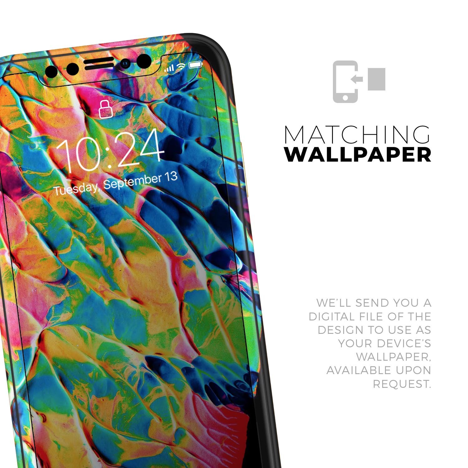 Liquid Abstract Paint V14 skin for Apple iPhone, showcasing vibrant colors and a sleek design.