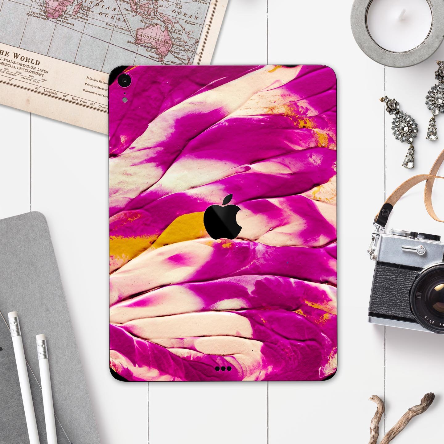 Liquid Abstract Paint V15 skin decal for Apple iPad, showcasing vibrant abstract design and premium 3M material.