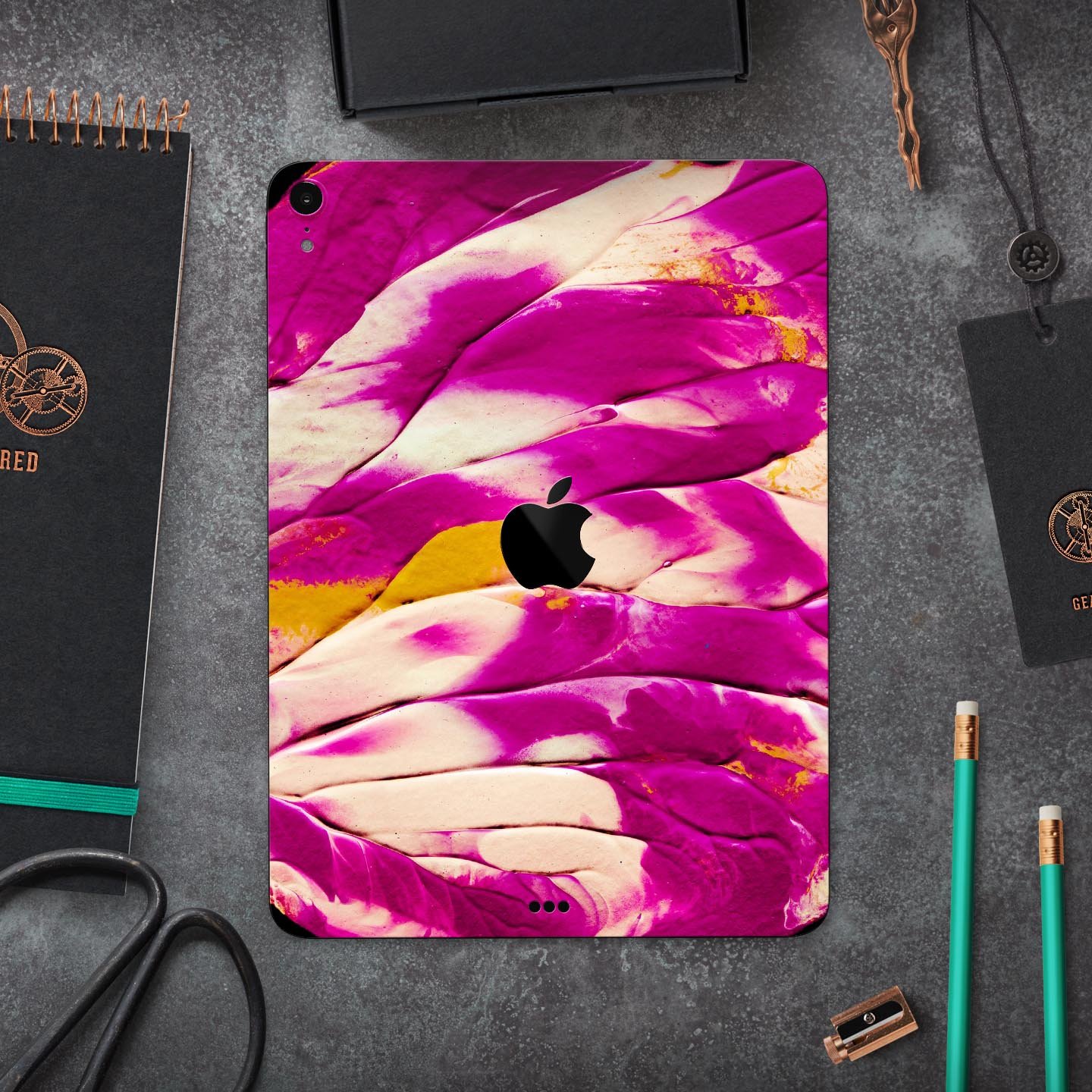 Liquid Abstract Paint V15 skin decal for Apple iPad, showcasing vibrant abstract design and premium 3M material.