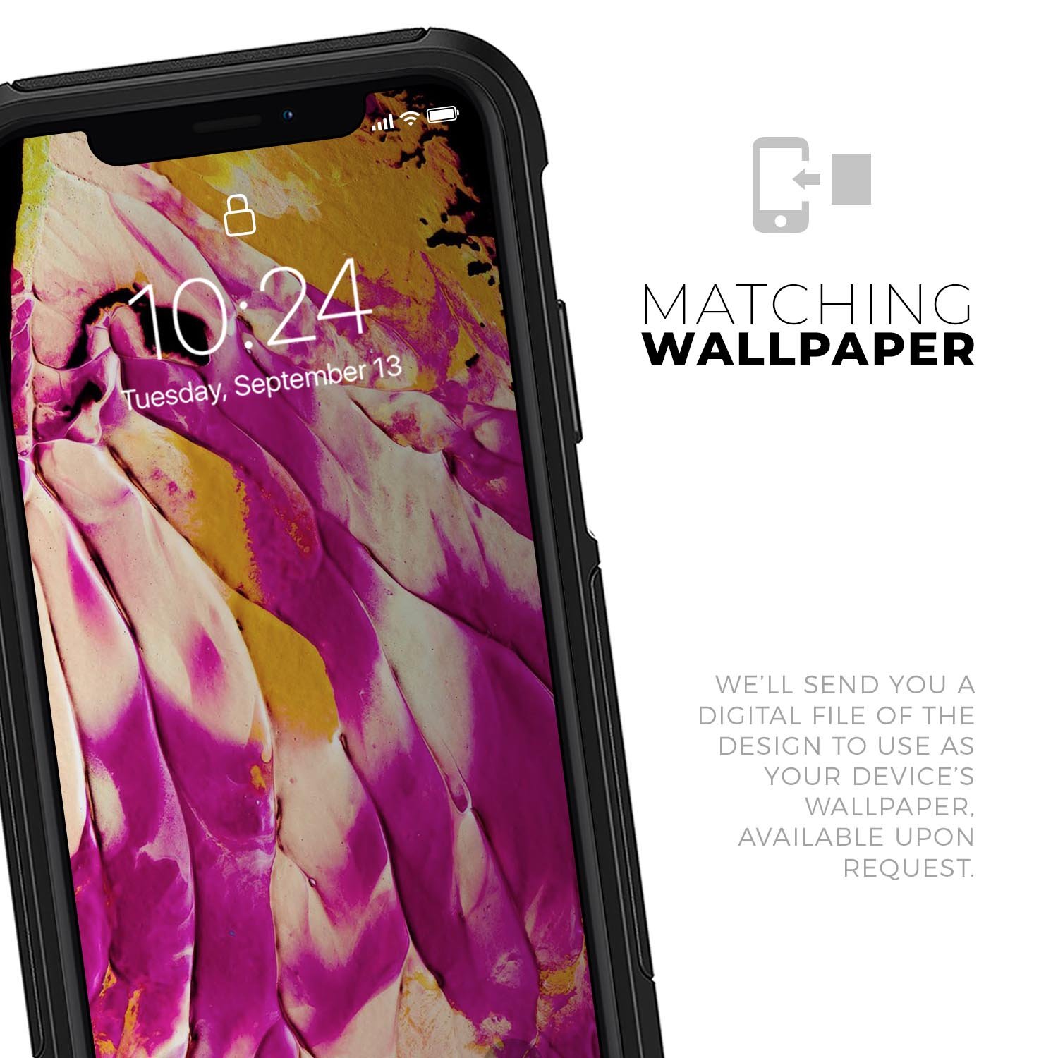 Liquid Abstract Paint V15 Skin Kit for iPhone OtterBox Cases featuring vibrant abstract design and premium 3M materials.