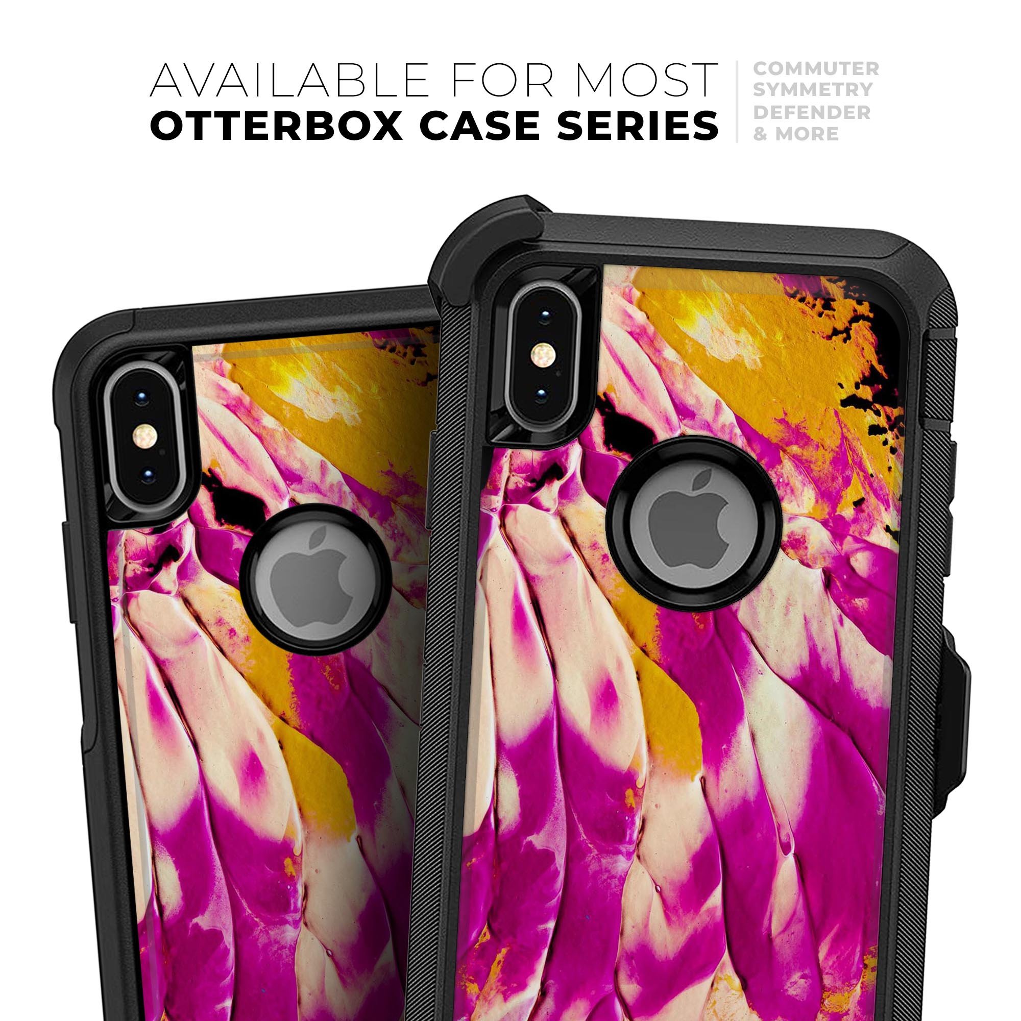 Liquid Abstract Paint V15 Skin Kit for iPhone OtterBox Cases featuring vibrant abstract design and premium 3M materials.