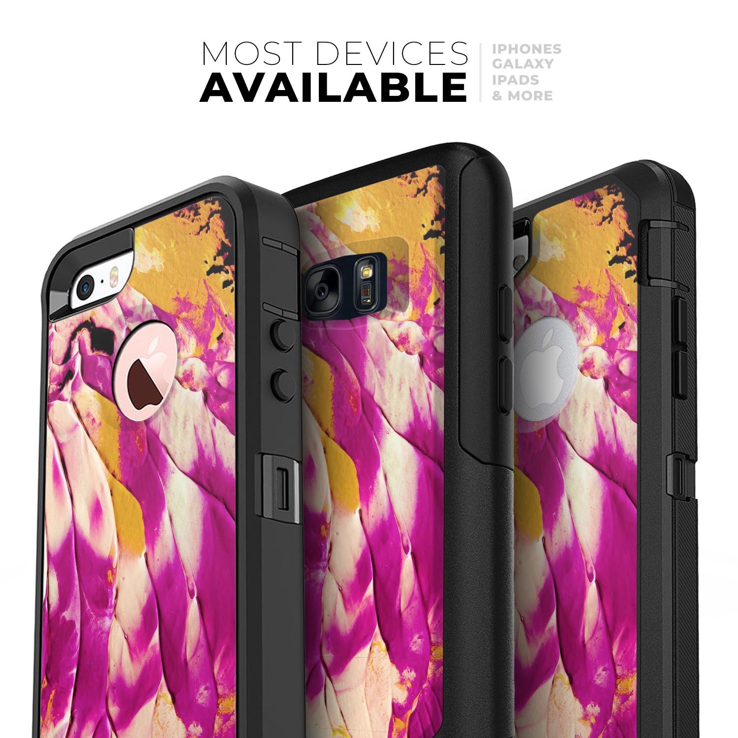 Liquid Abstract Paint V15 Skin Kit for iPhone OtterBox Cases featuring vibrant abstract design and premium 3M materials.