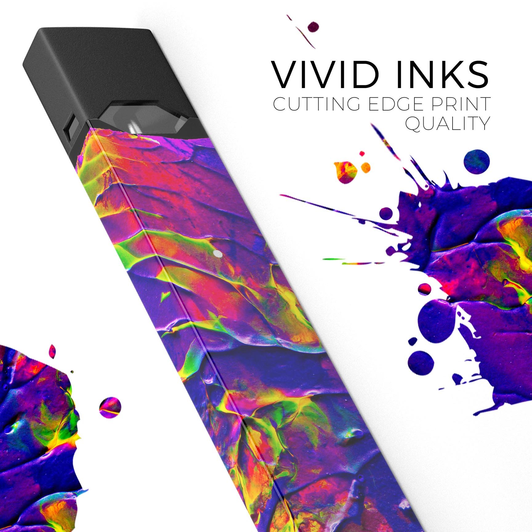 Liquid Abstract Paint V16 skin-wrap sticker designed for JUUL vaping device, showcasing vibrant colors and a sleek design.