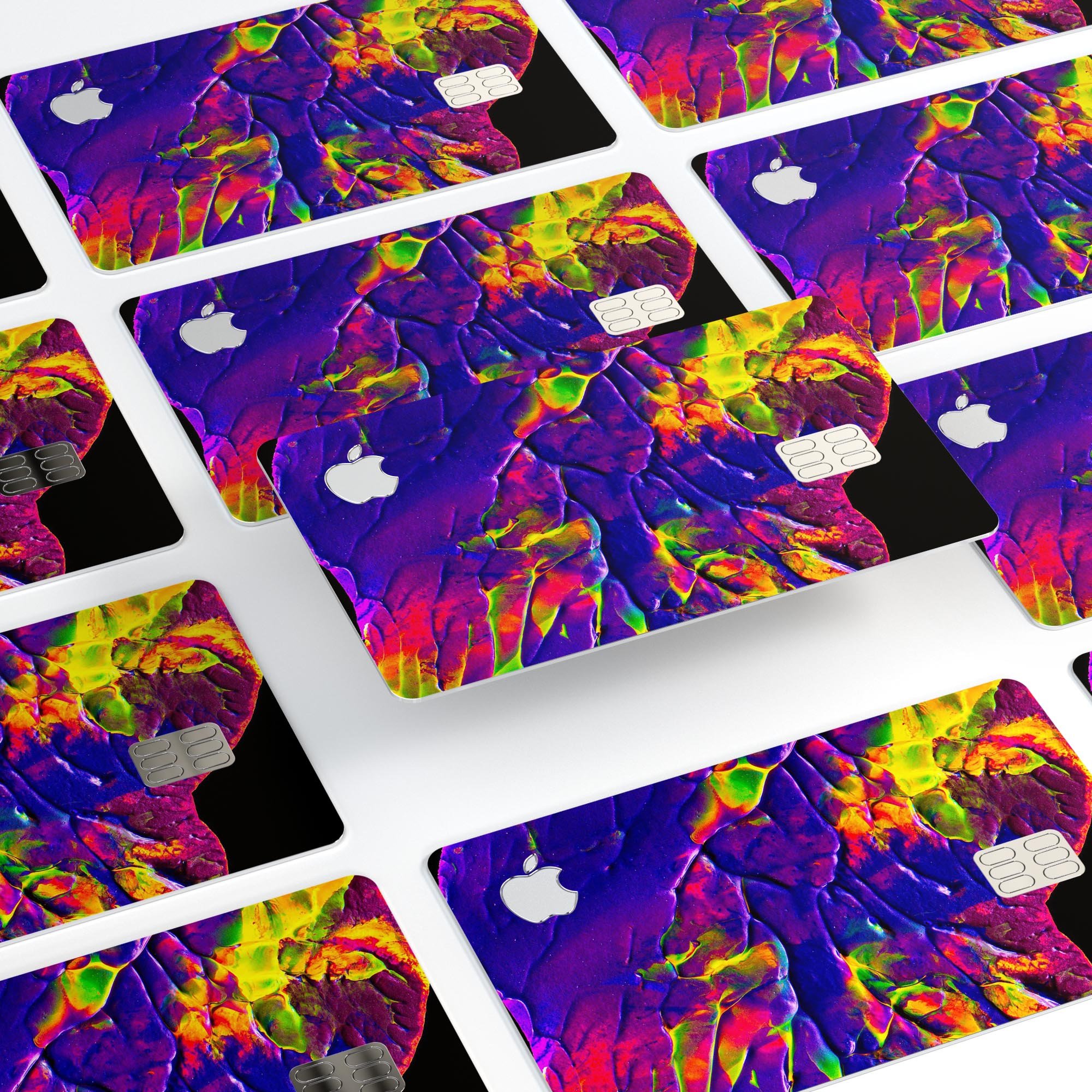 Liquid Abstract Paint V16 skin for Apple Card, showcasing vibrant colors and premium vinyl material.