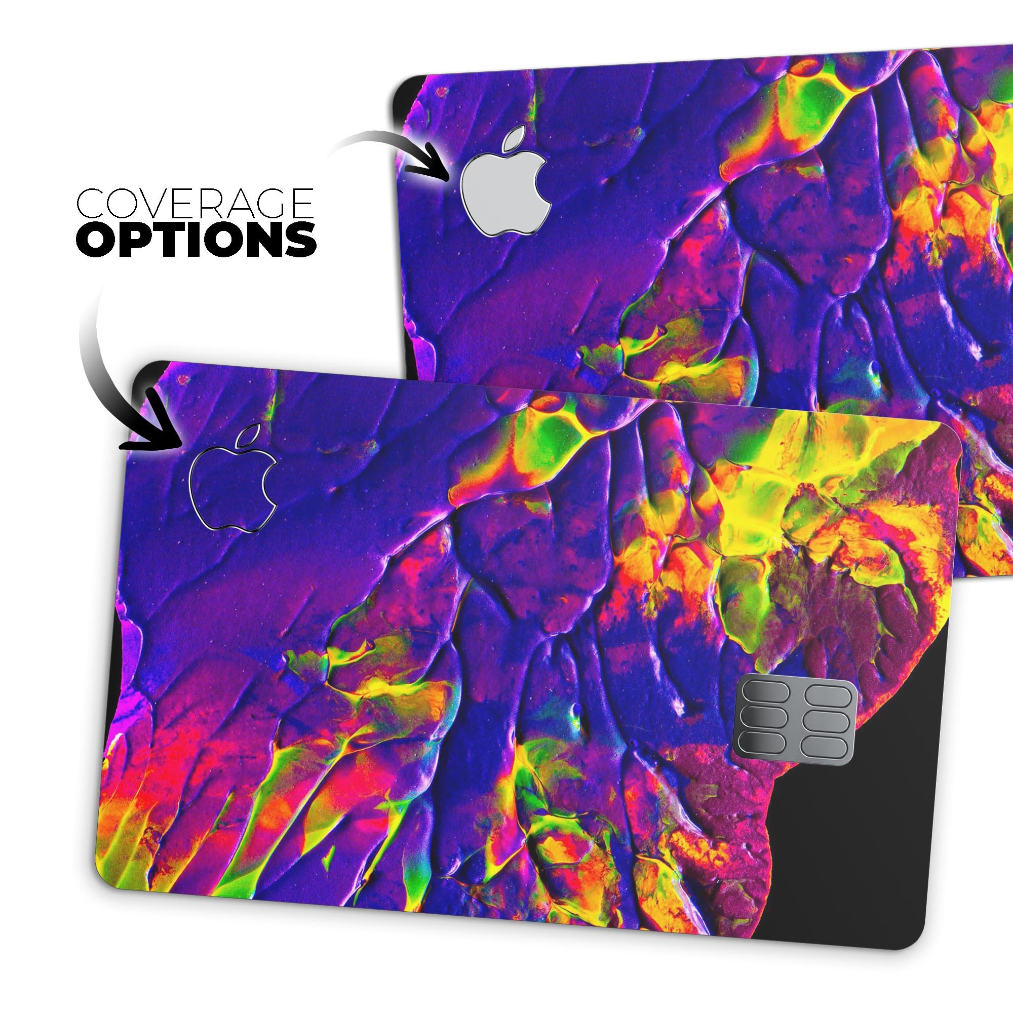 Liquid Abstract Paint V16 skin for Apple Card, showcasing vibrant colors and premium vinyl material.