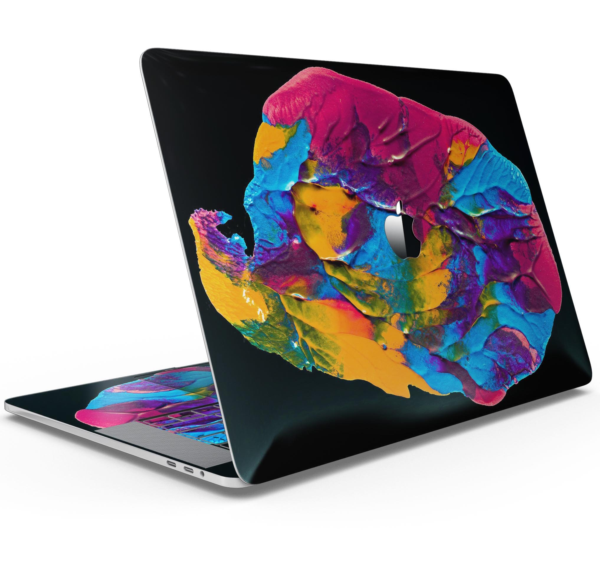 Liquid Abstract Paint V19 skin decal wrap kit for MacBook, showcasing vibrant colors and a sleek design.