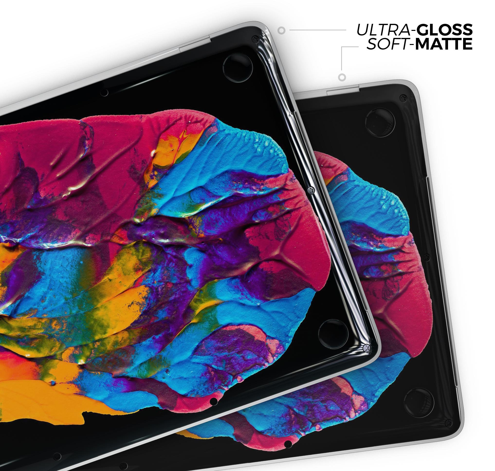 Liquid Abstract Paint V19 skin decal wrap kit for MacBook, showcasing vibrant colors and a sleek design.