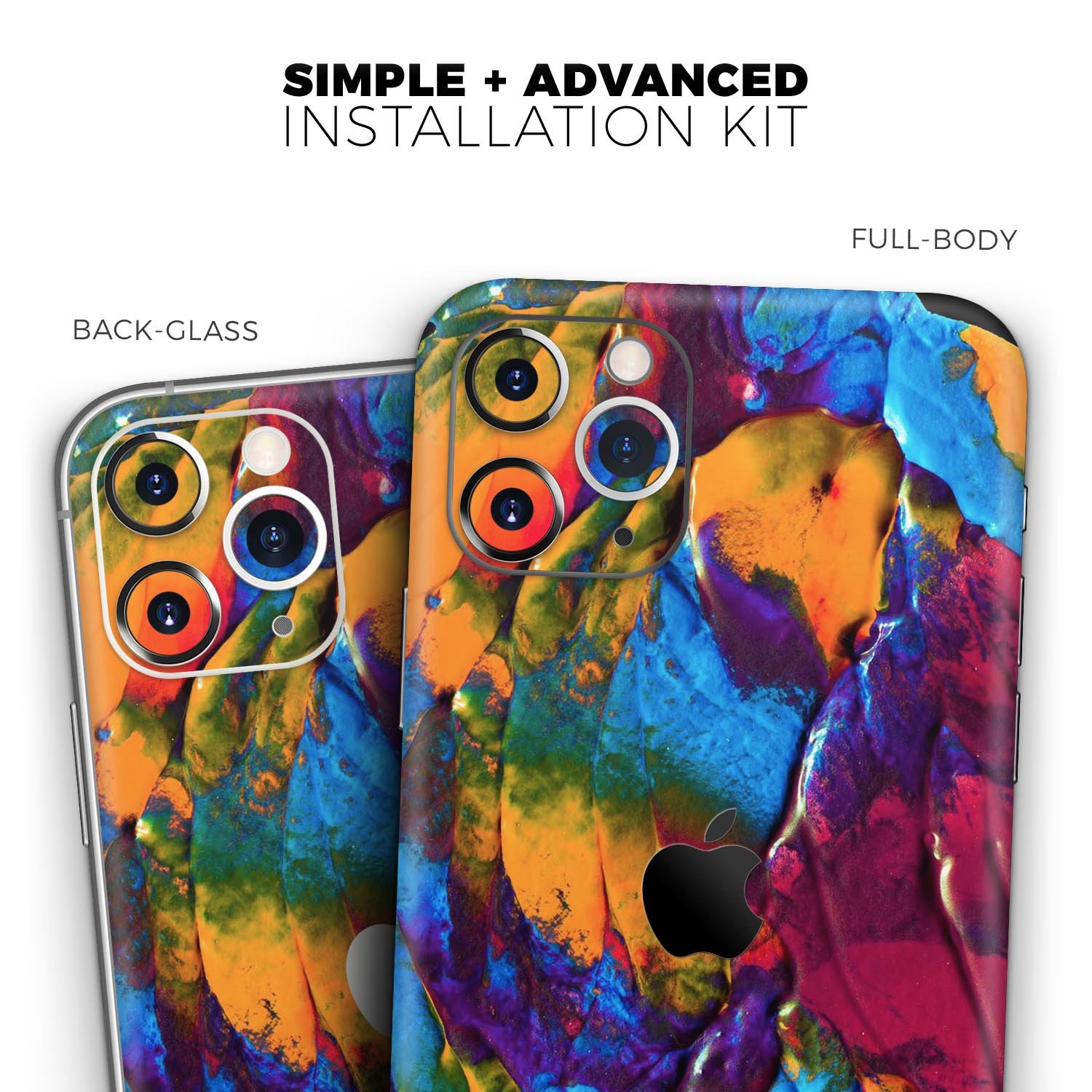 Liquid Abstract Paint V19 skin for Apple iPhone, showcasing vibrant colors and premium vinyl material.