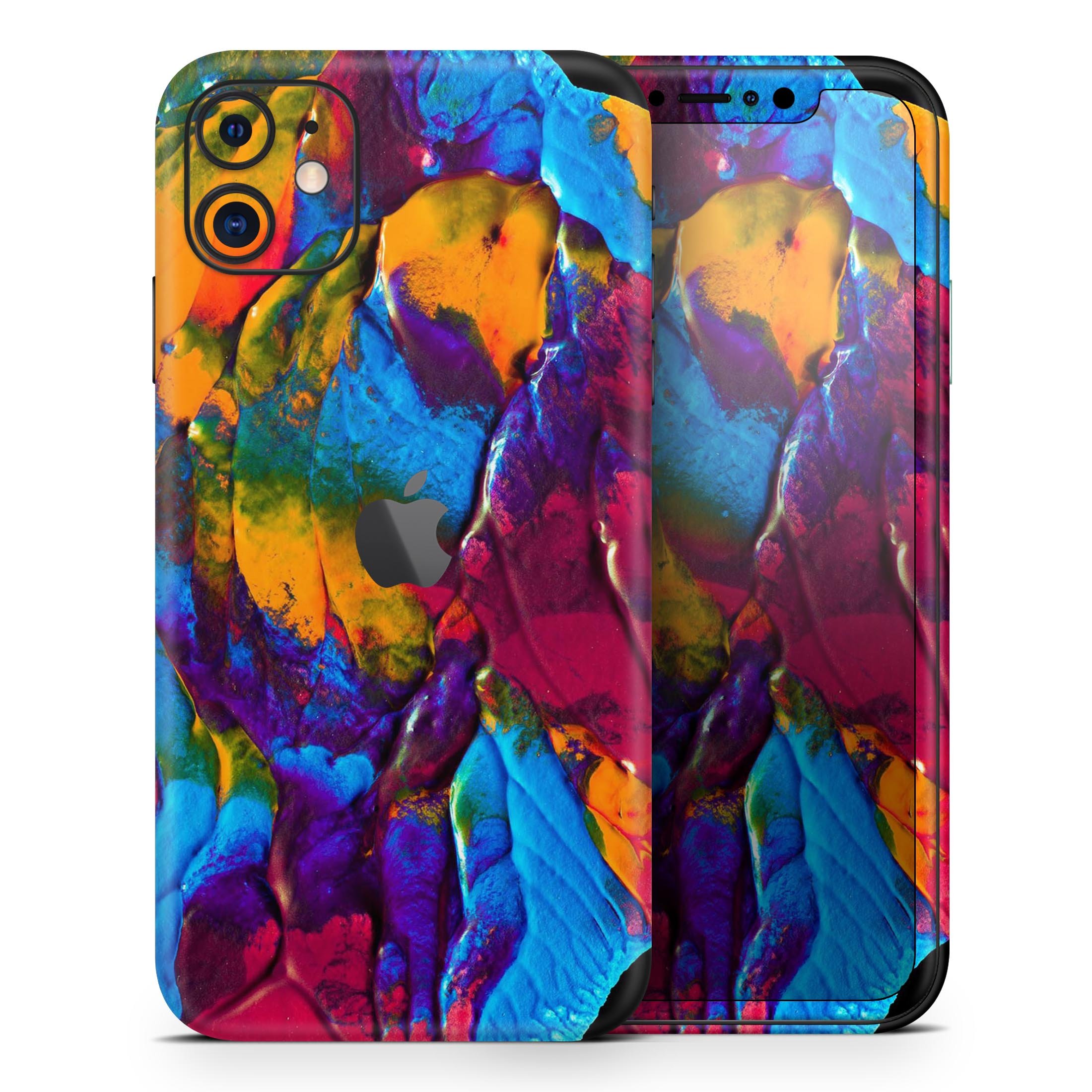 Liquid Abstract Paint V19 skin for Apple iPhone, showcasing vibrant colors and premium vinyl material.